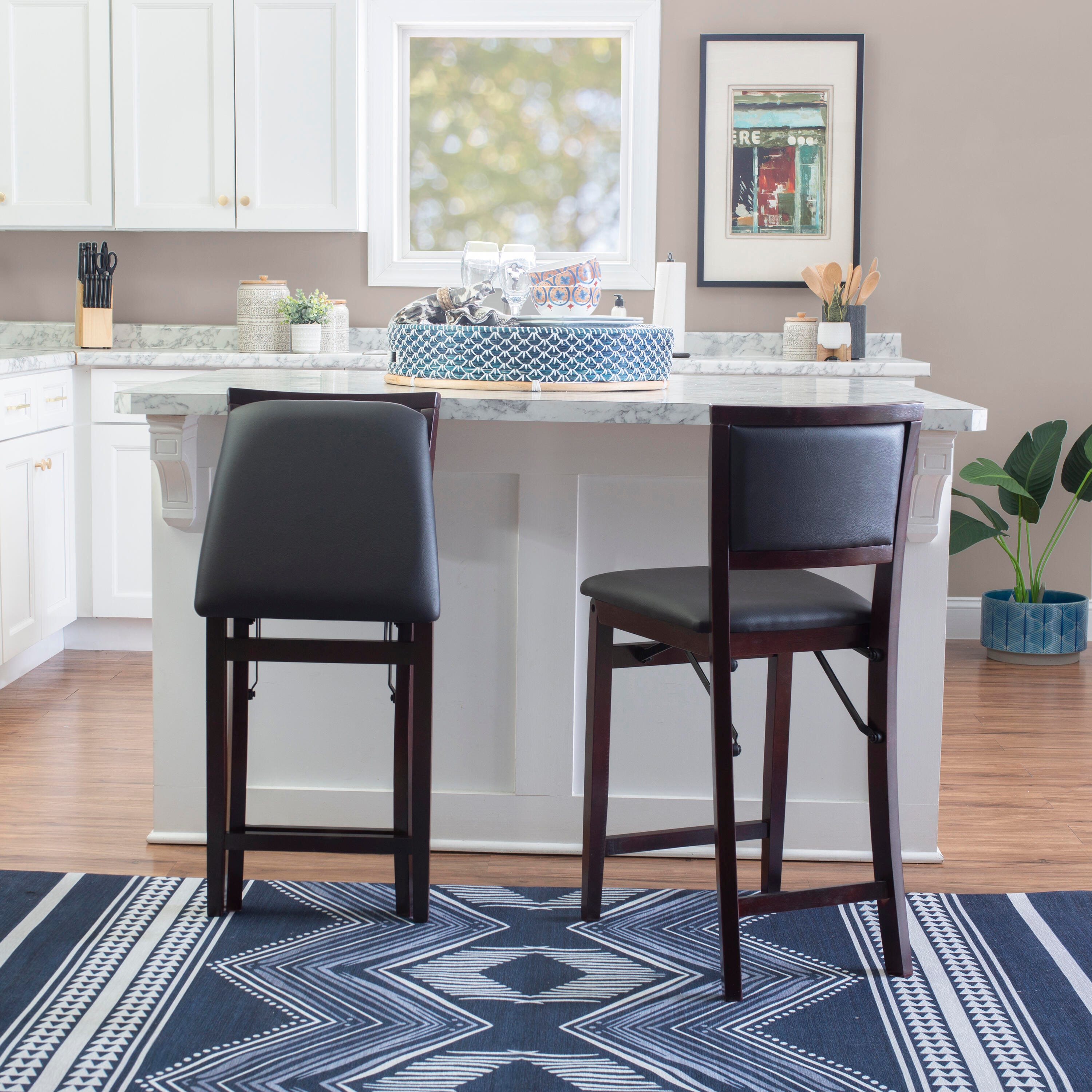 Linon Marley Pad Back Folding Counter Stool, , large