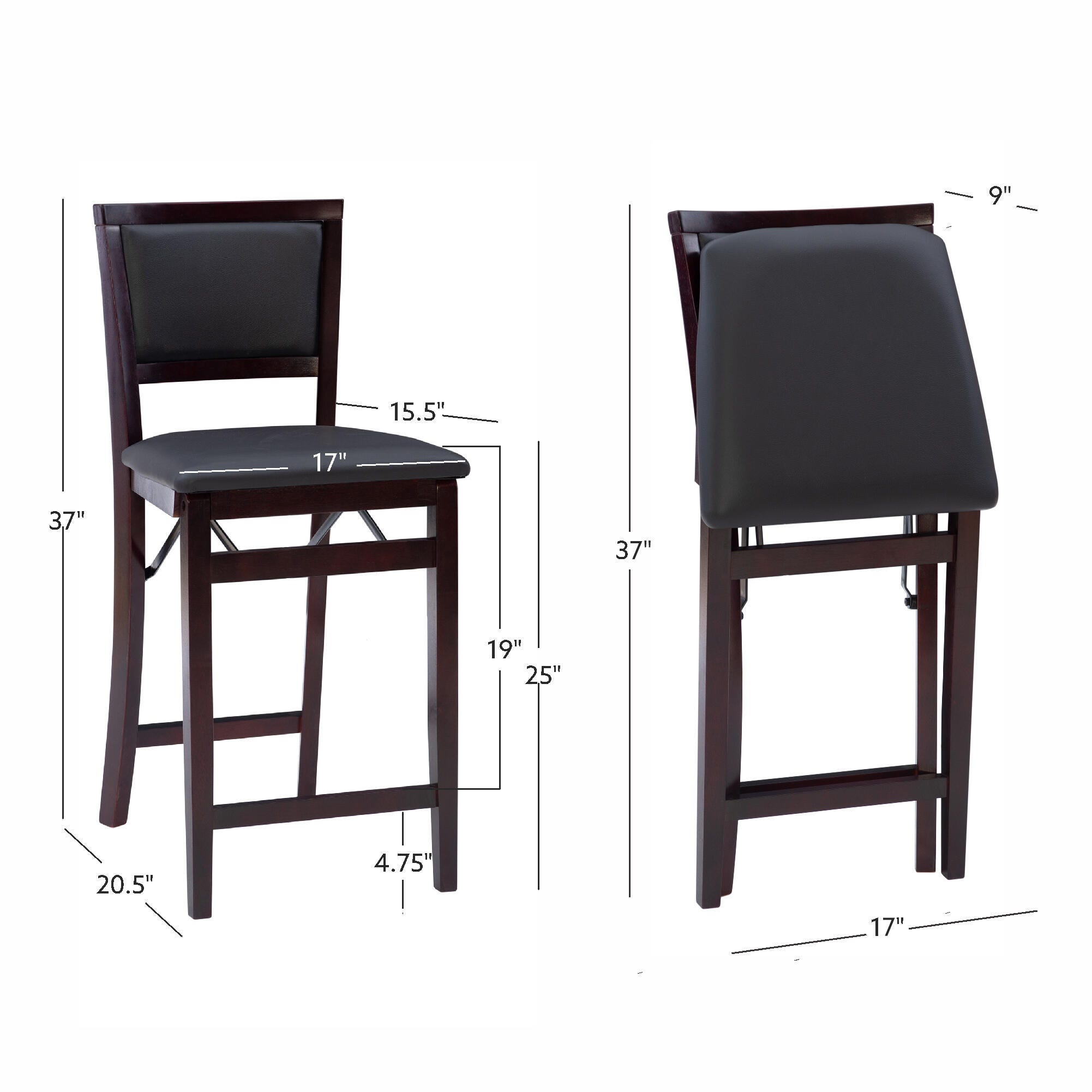 Linon Marley Pad Back Folding Counter Stool, , large