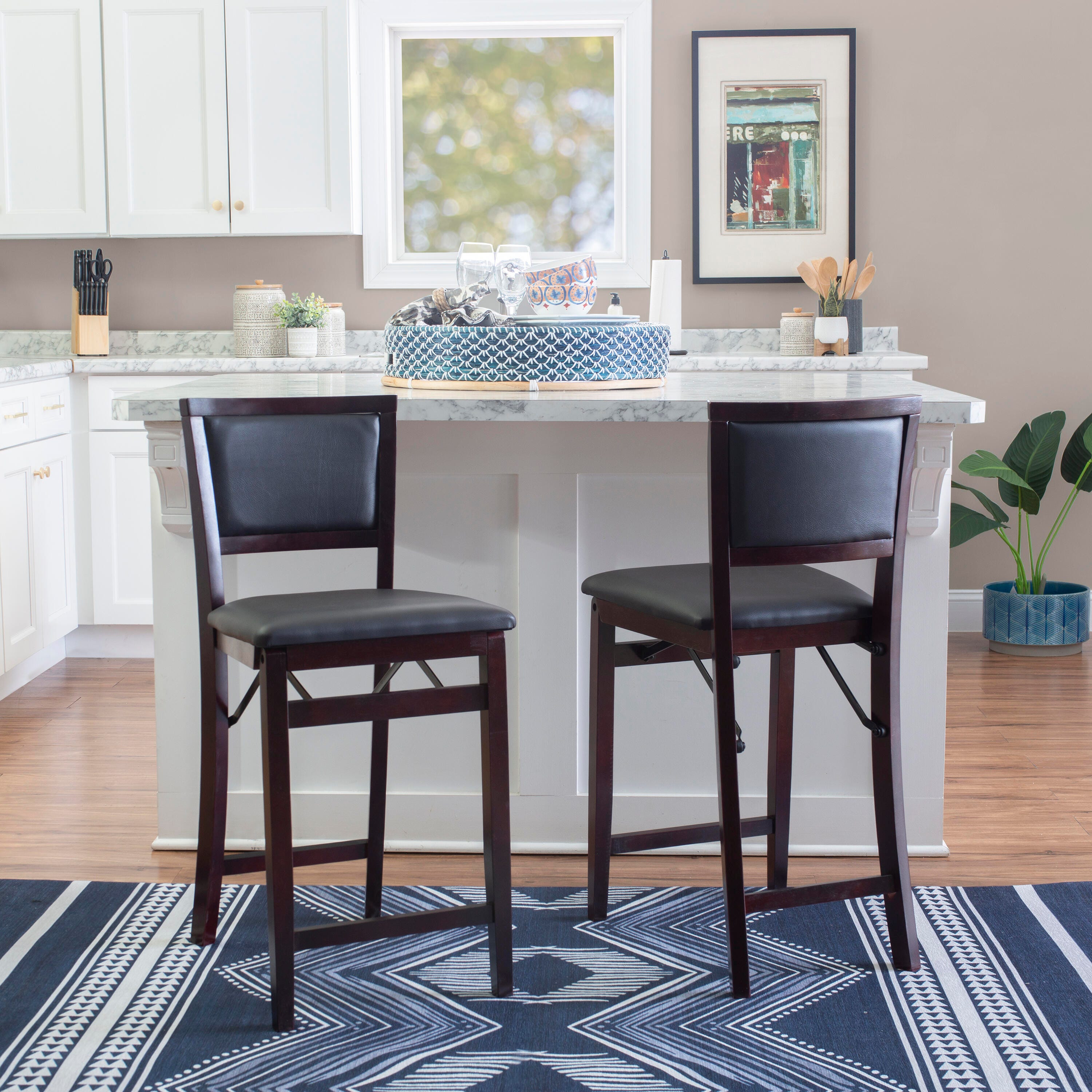Linon Marley Pad Back Folding Counter Stool, , large