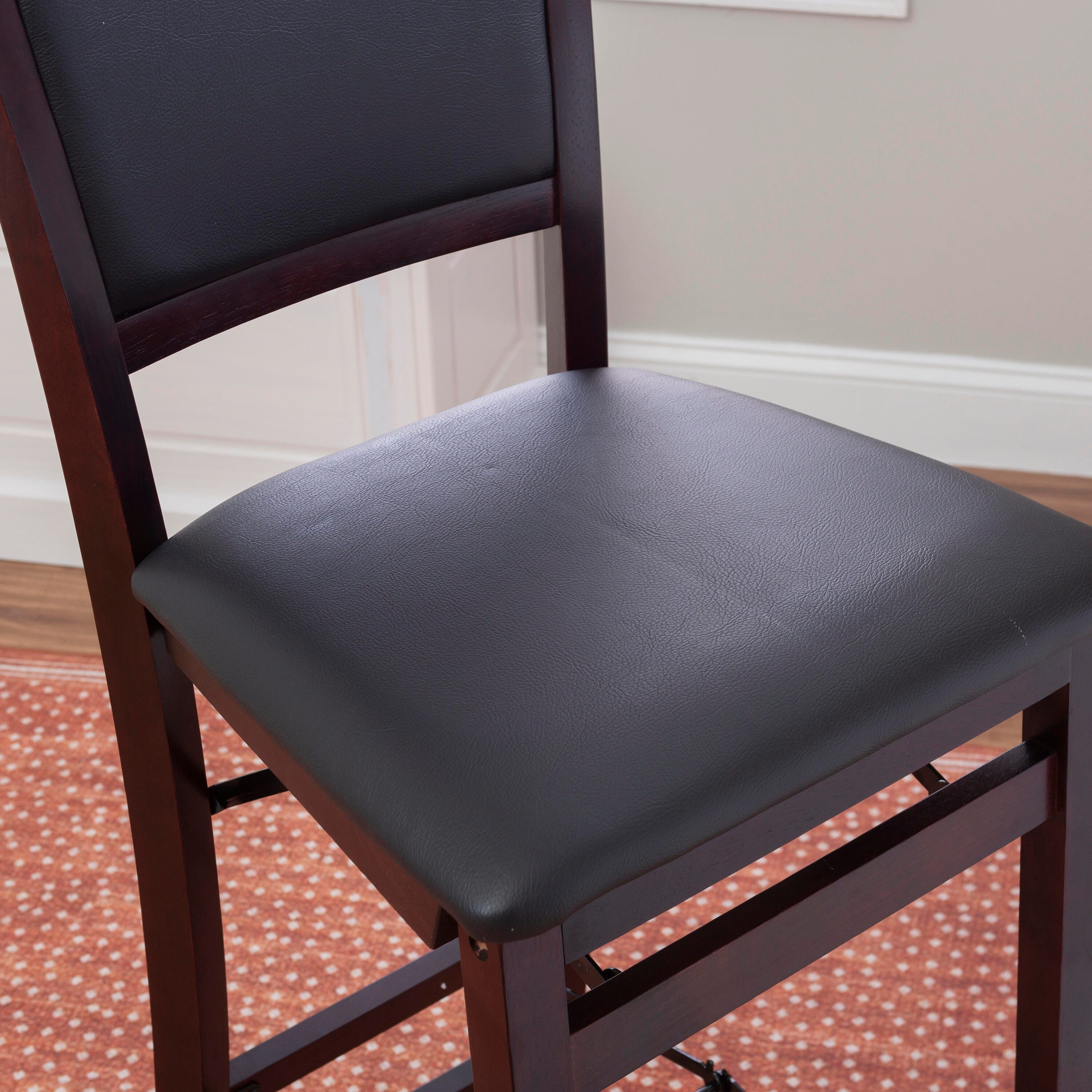 Linon Marley Pad Back Folding Bar Stool, Espresso, large