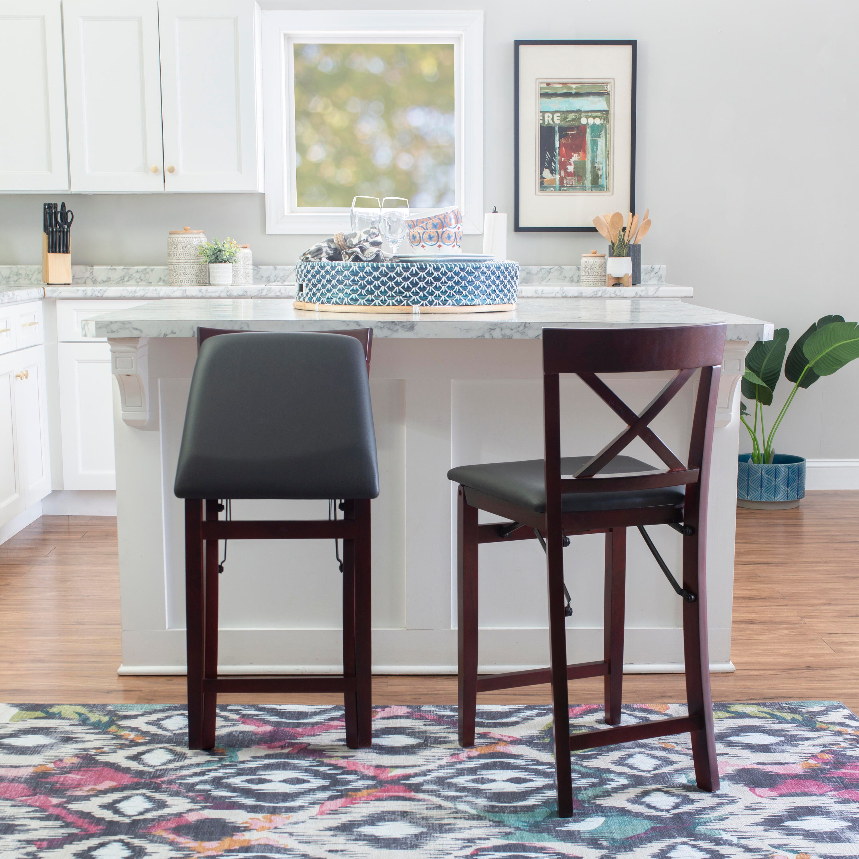 Linon Shae X Back Folding Counter Stool, Merlot, large
