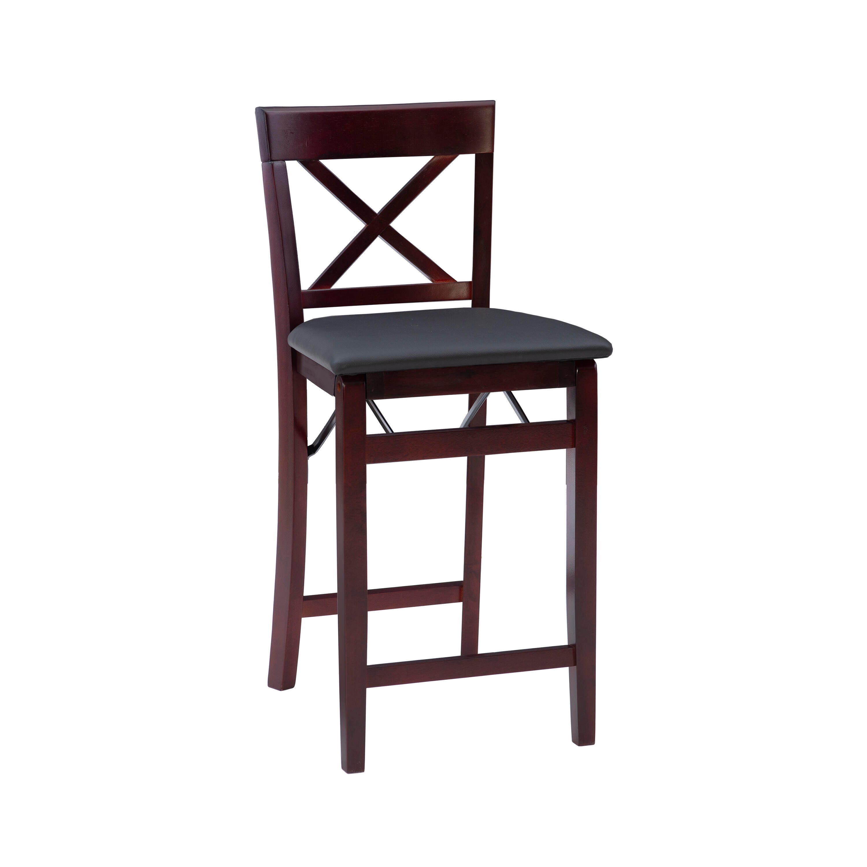 Linon Shae X Back Folding Counter Stool, Merlot, large
