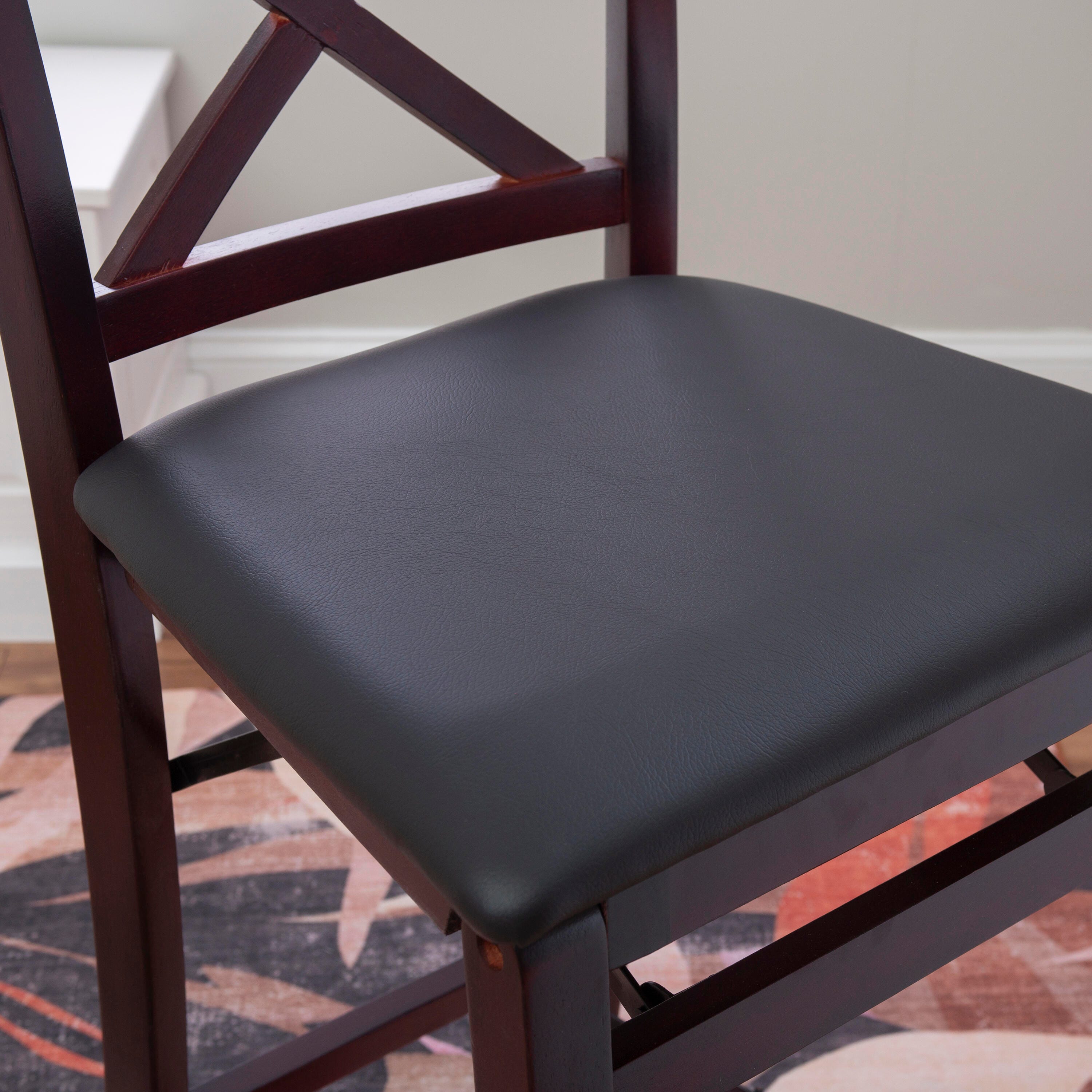 Linon Shae X Back Folding Bar Stool, Merlot, large