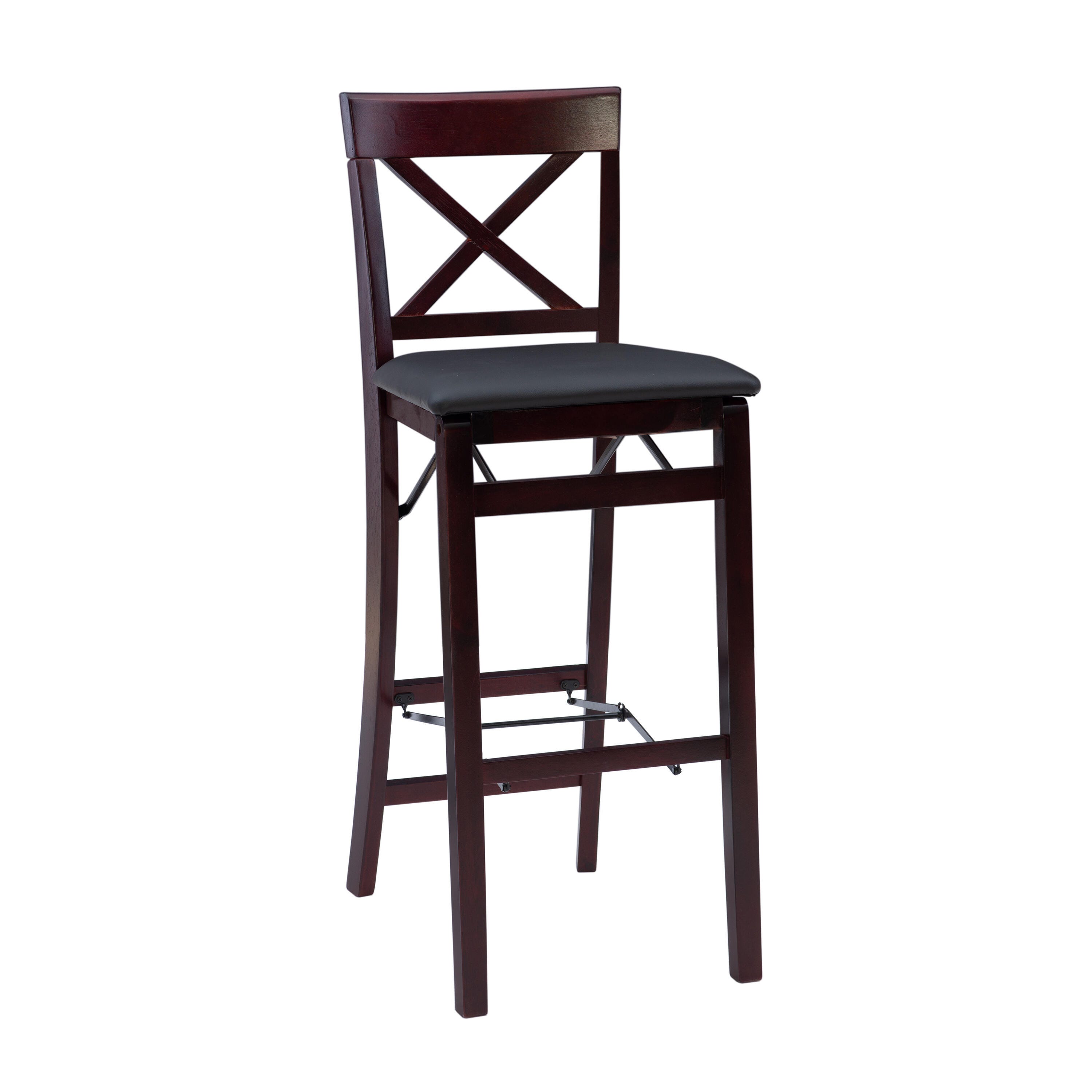 Linon Shae X Back Folding Bar Stool, Merlot, large