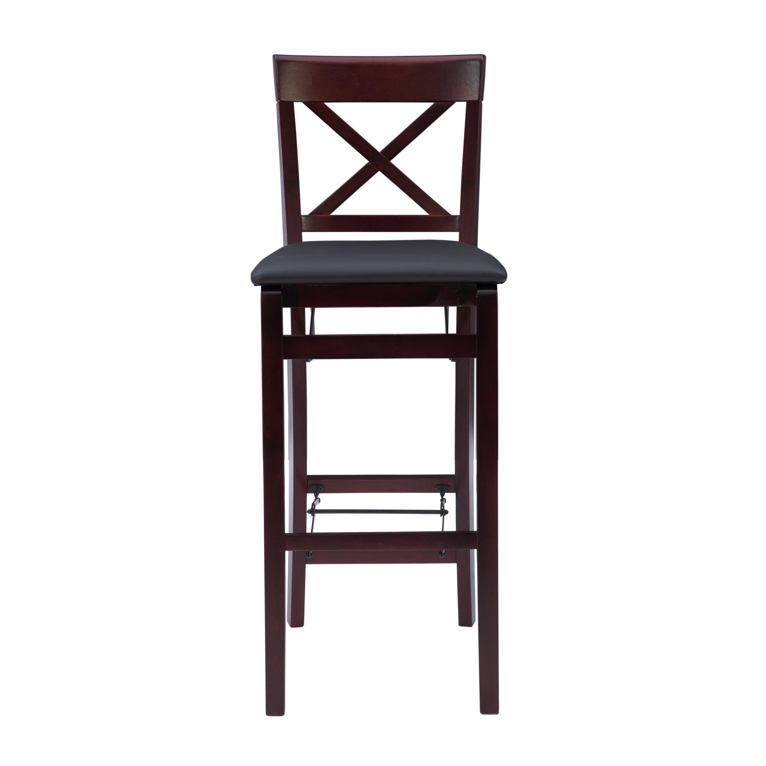 Linon Shae X Back Folding Bar Stool, Merlot, large