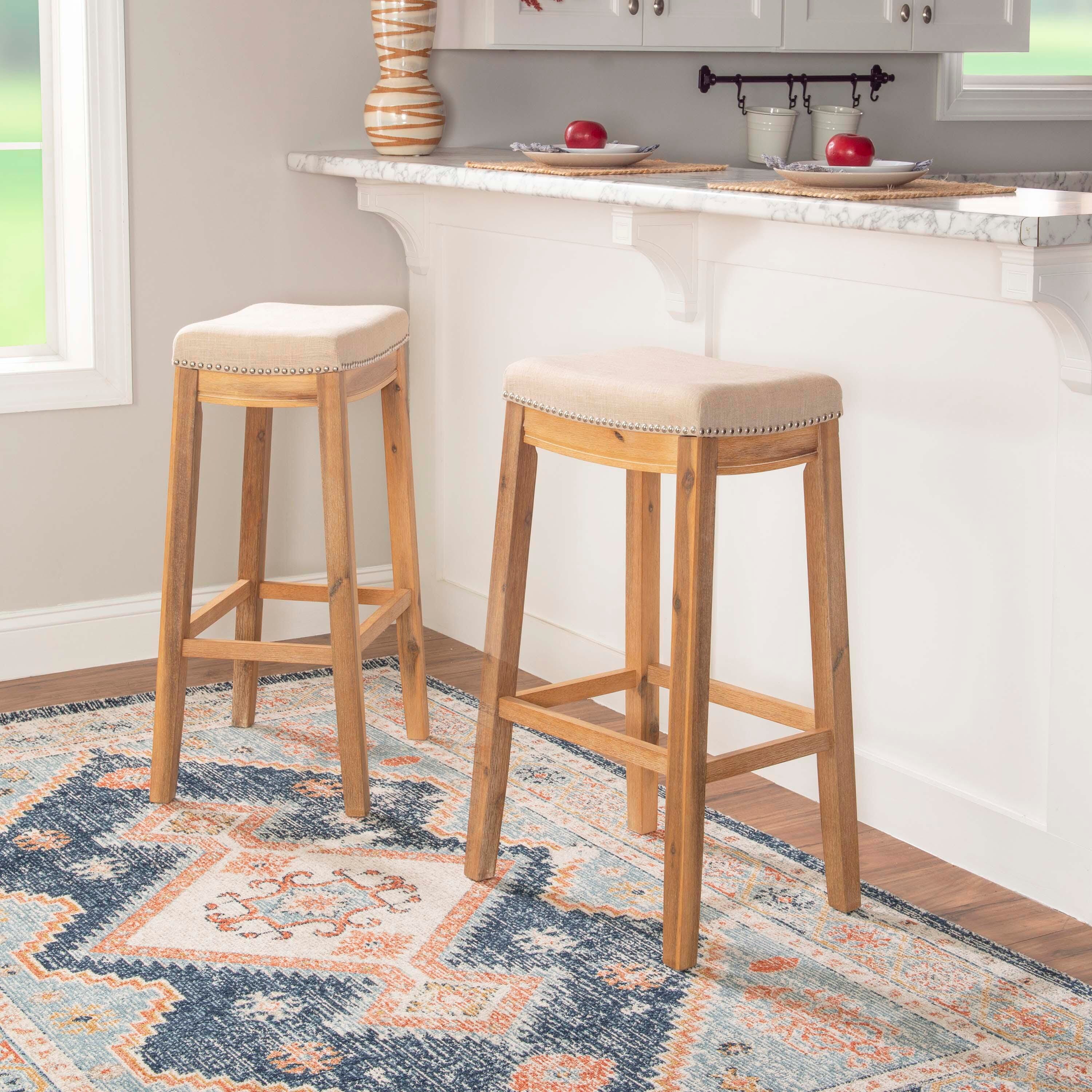 Linon Perry Bar Stool, Rustic Brown, large