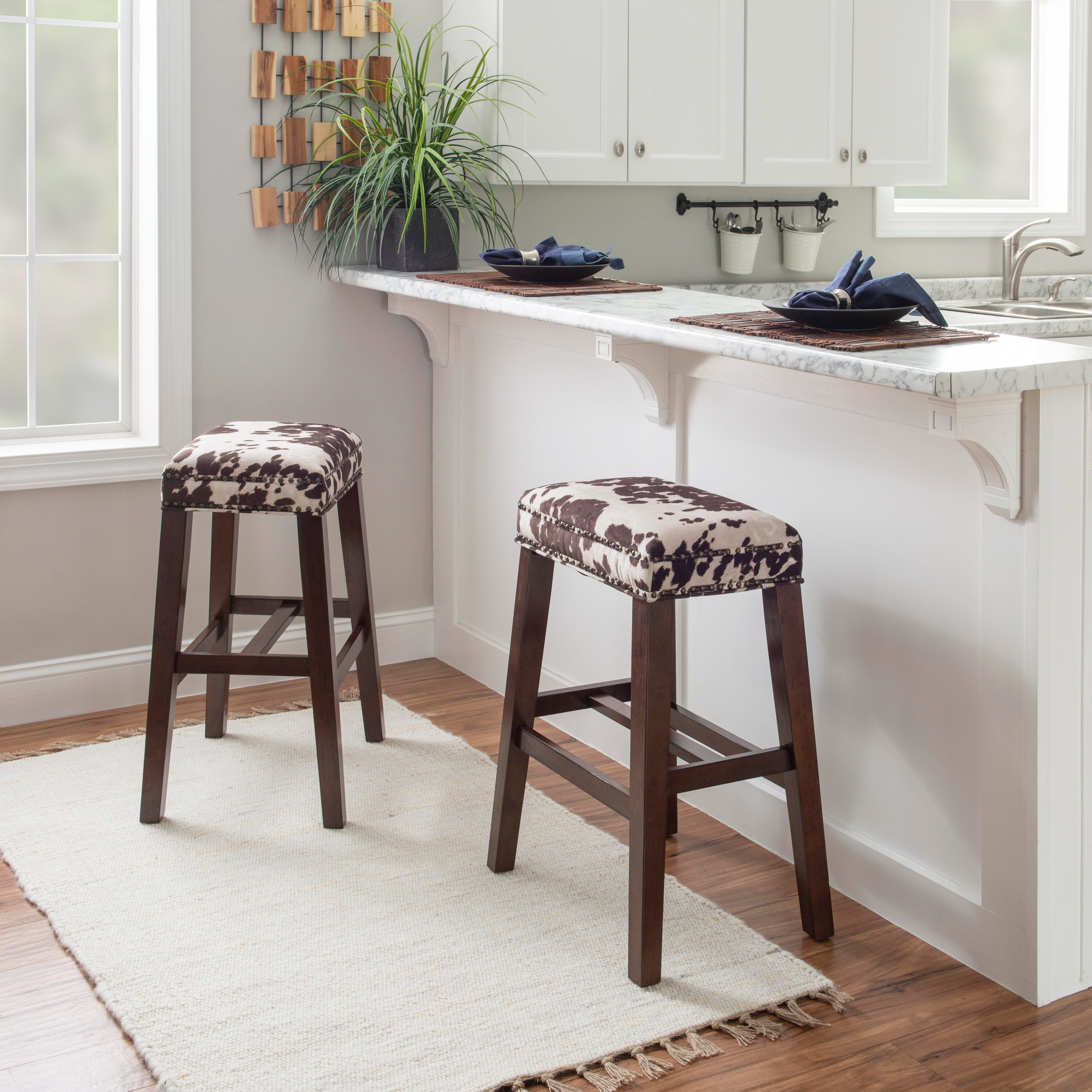 Linon Monroe Bar Stool, Brown/White, large