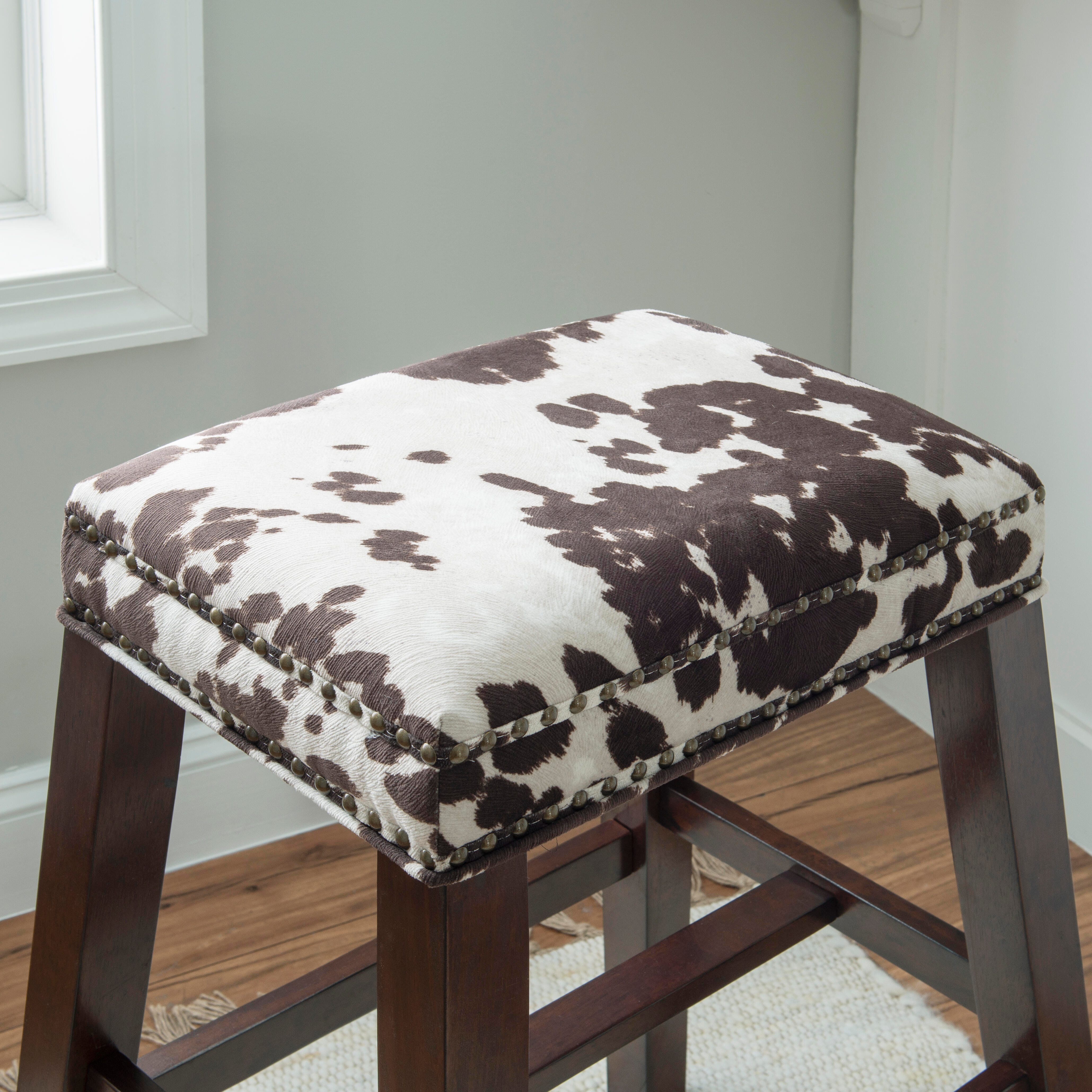 Linon Monroe Bar Stool, Brown/White, large