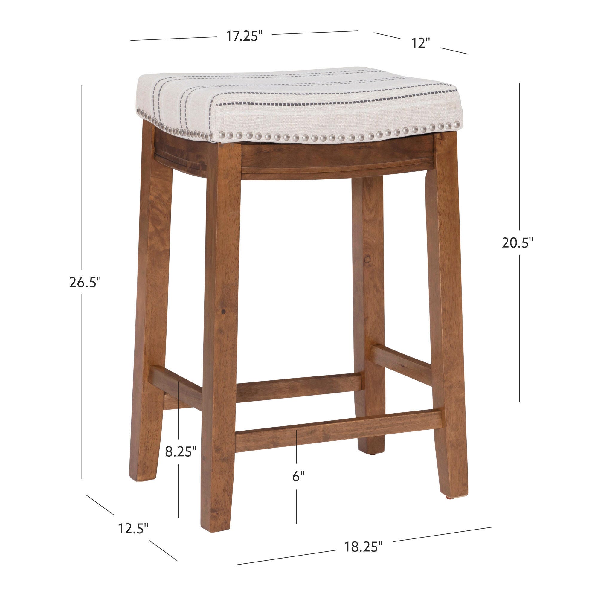 Backless Claridge Counter Stool, White/Natural, large