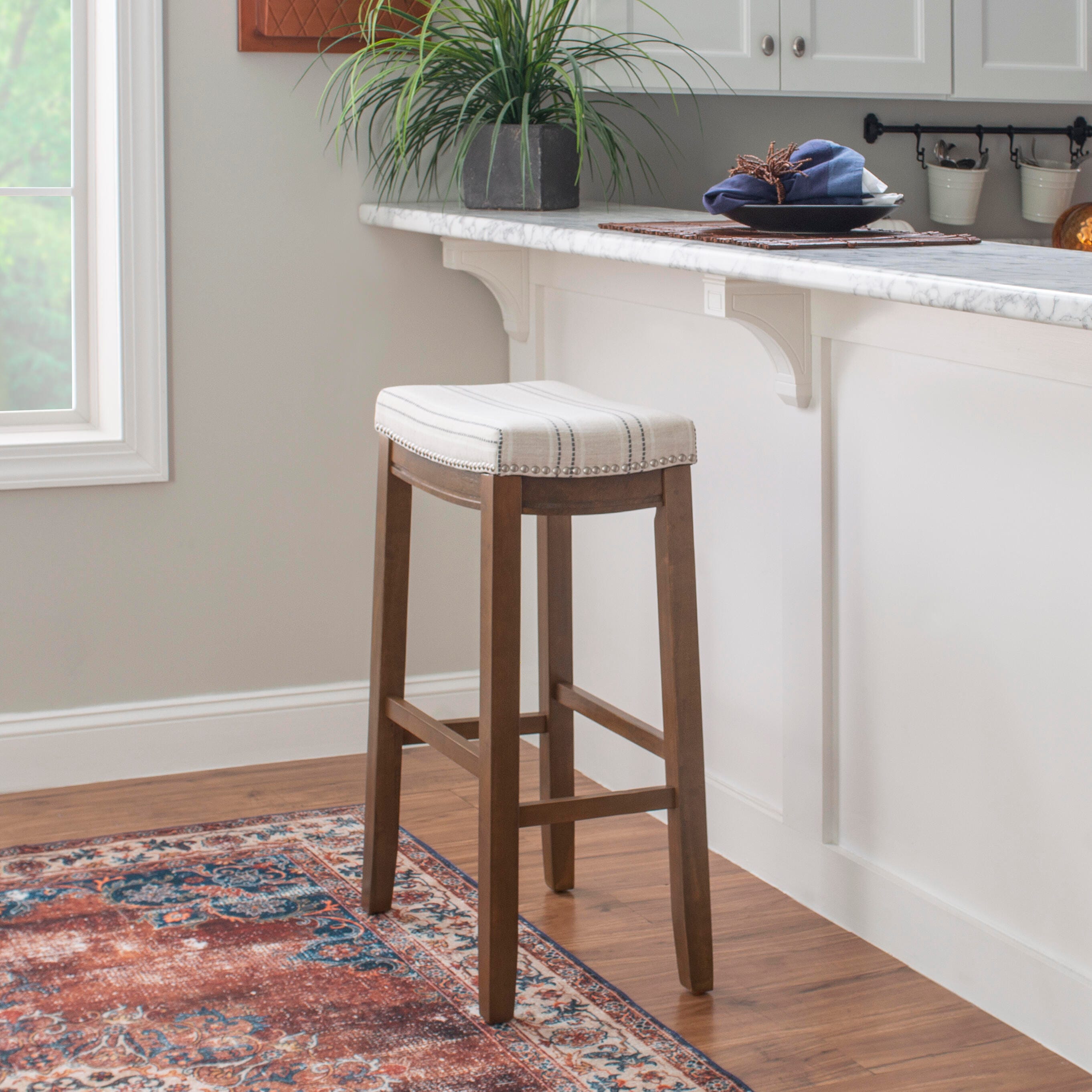 Backless Claridge Barstool, White/Natural, large