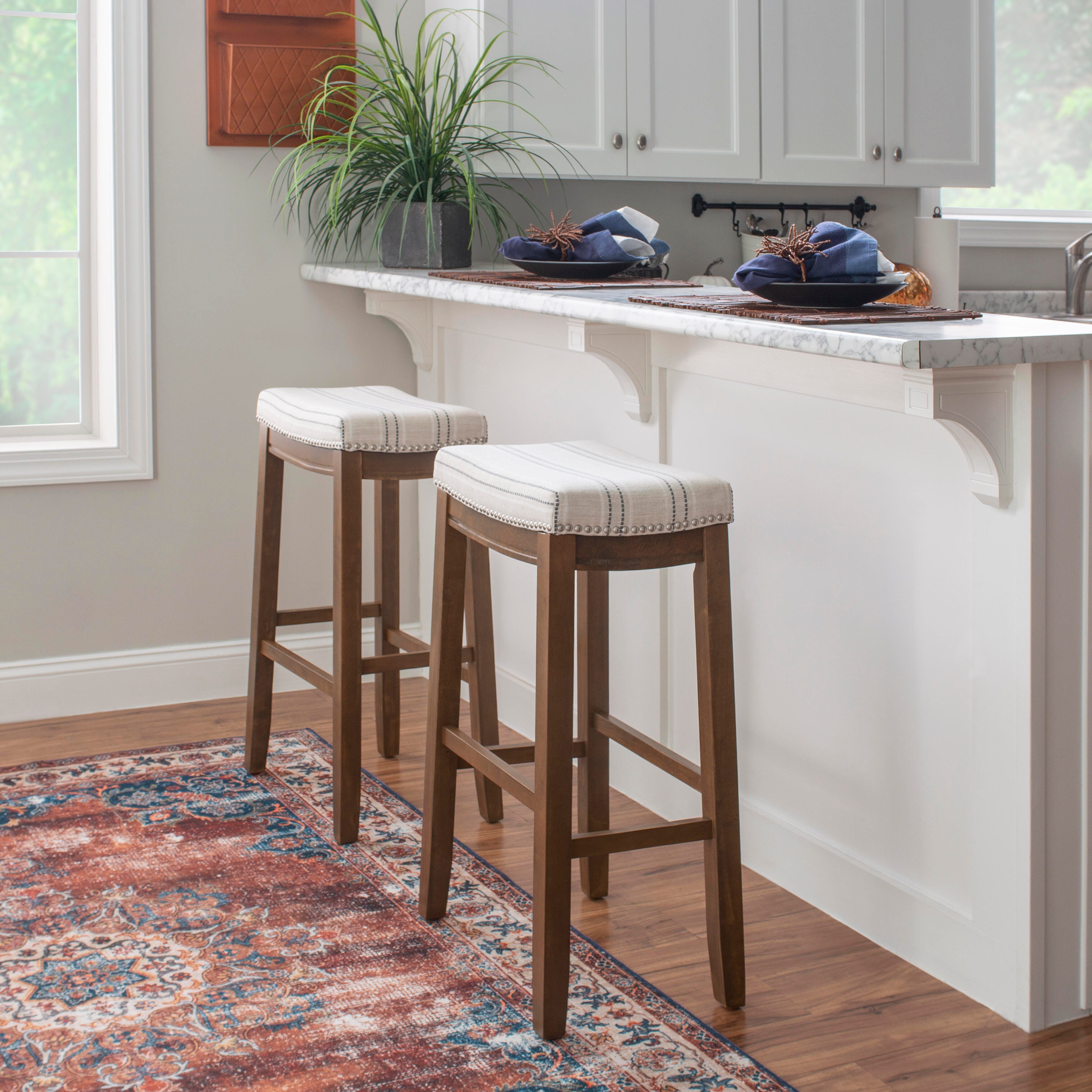 Backless Claridge Barstool, White/Natural, large
