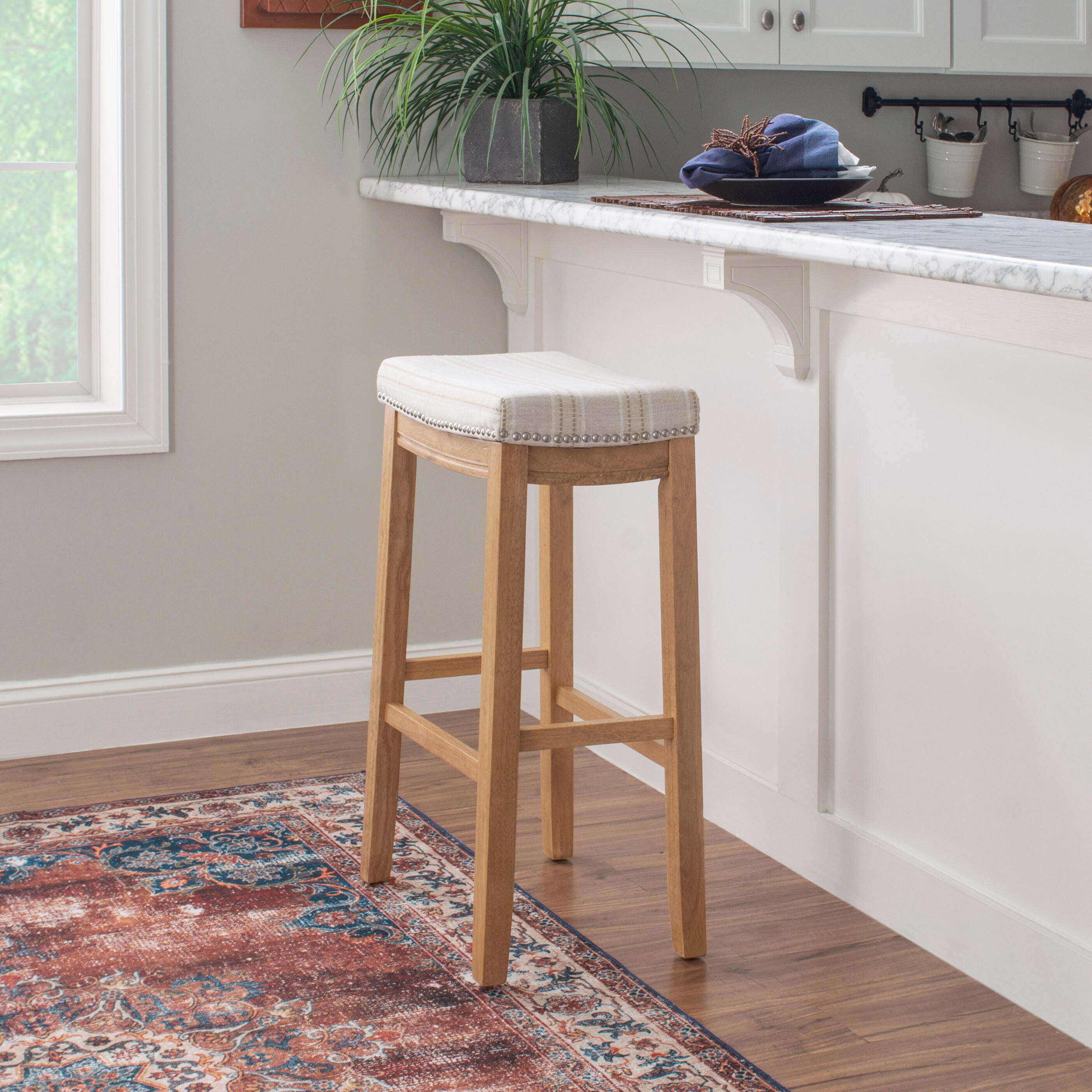Backless Claridge Barstool, Rustic Brown, large