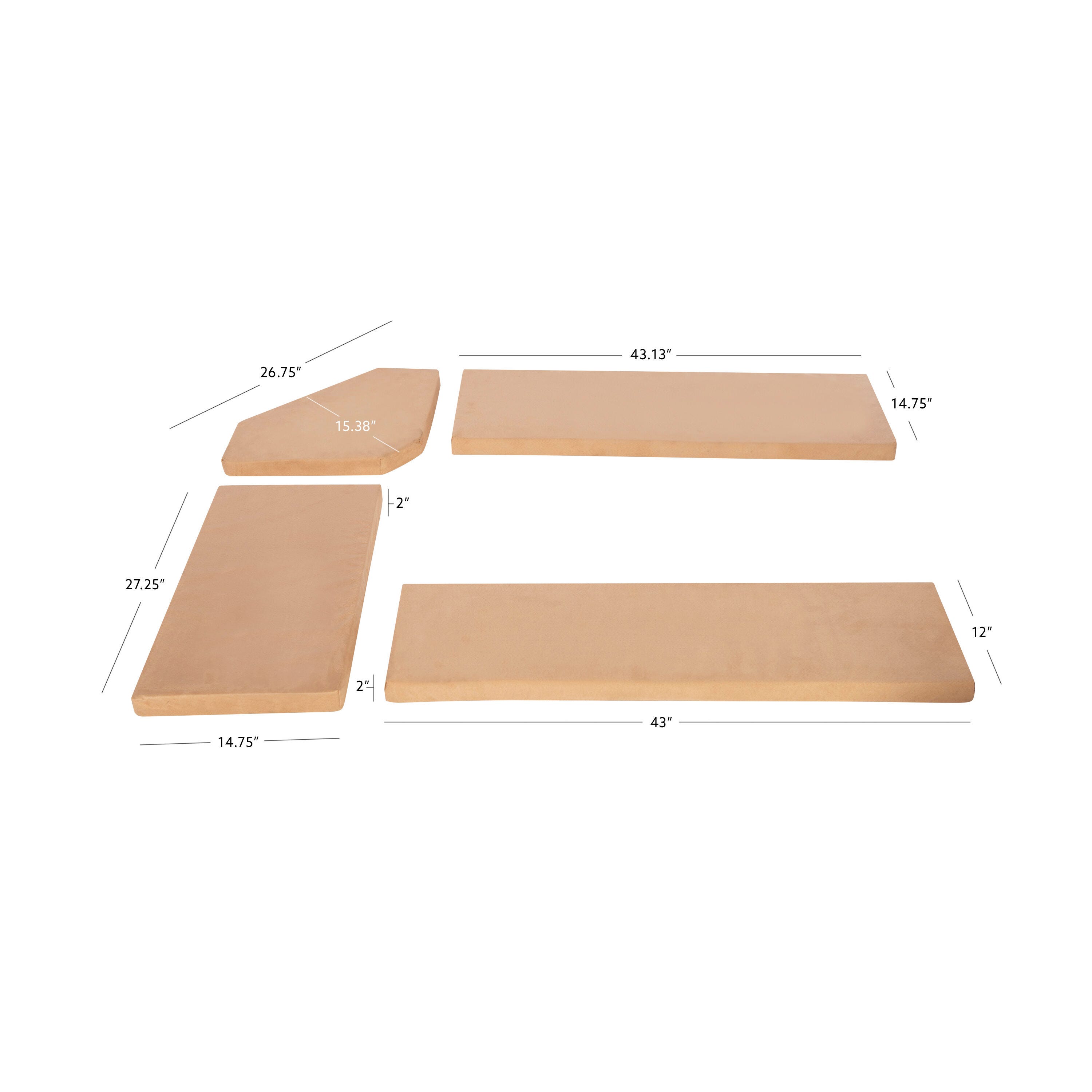 Linon Hanah Nook Cushion Set *Nook NOT included*, Beige, large