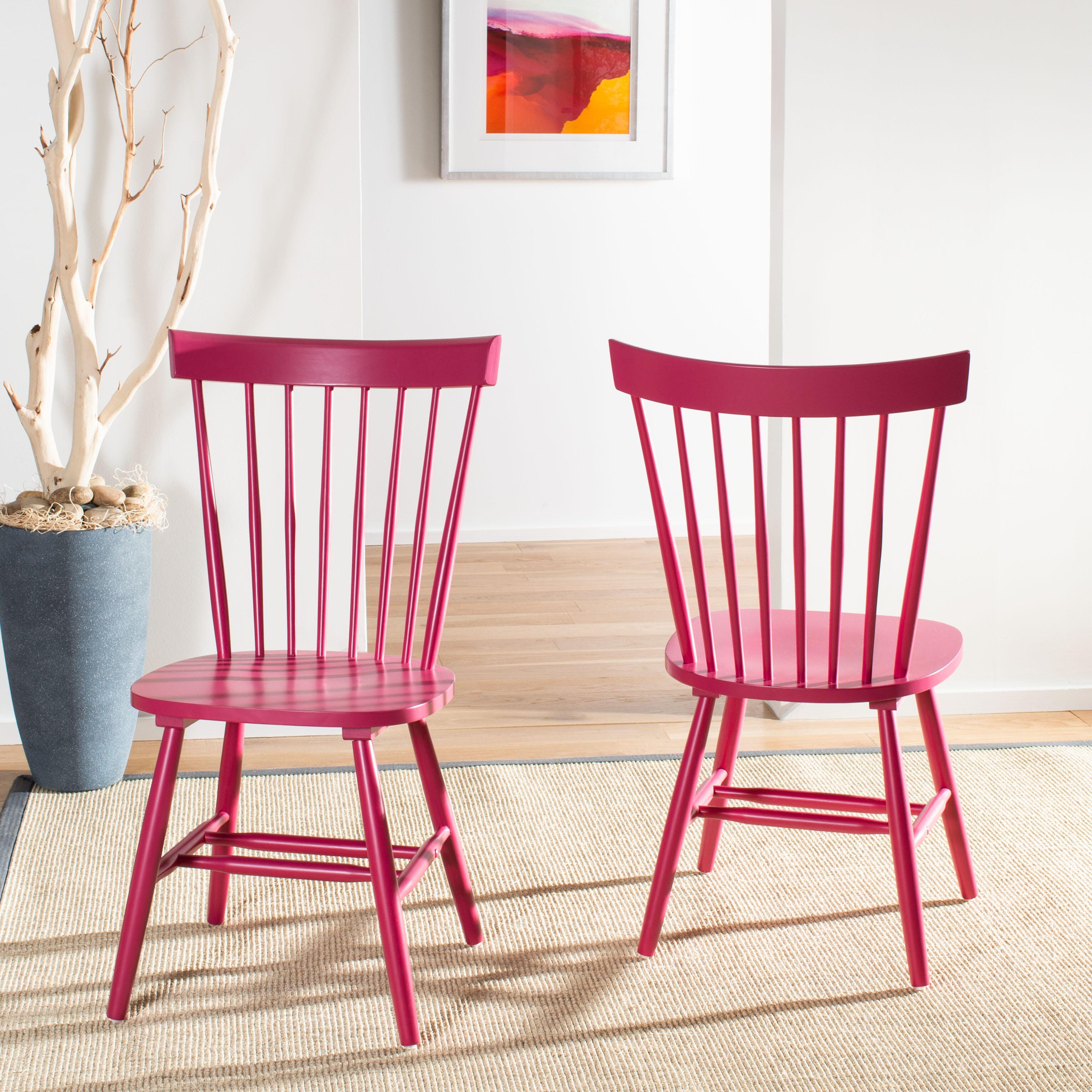 Robbin 17" Spindle Dining Chair (Set of 2), Raspberry, large