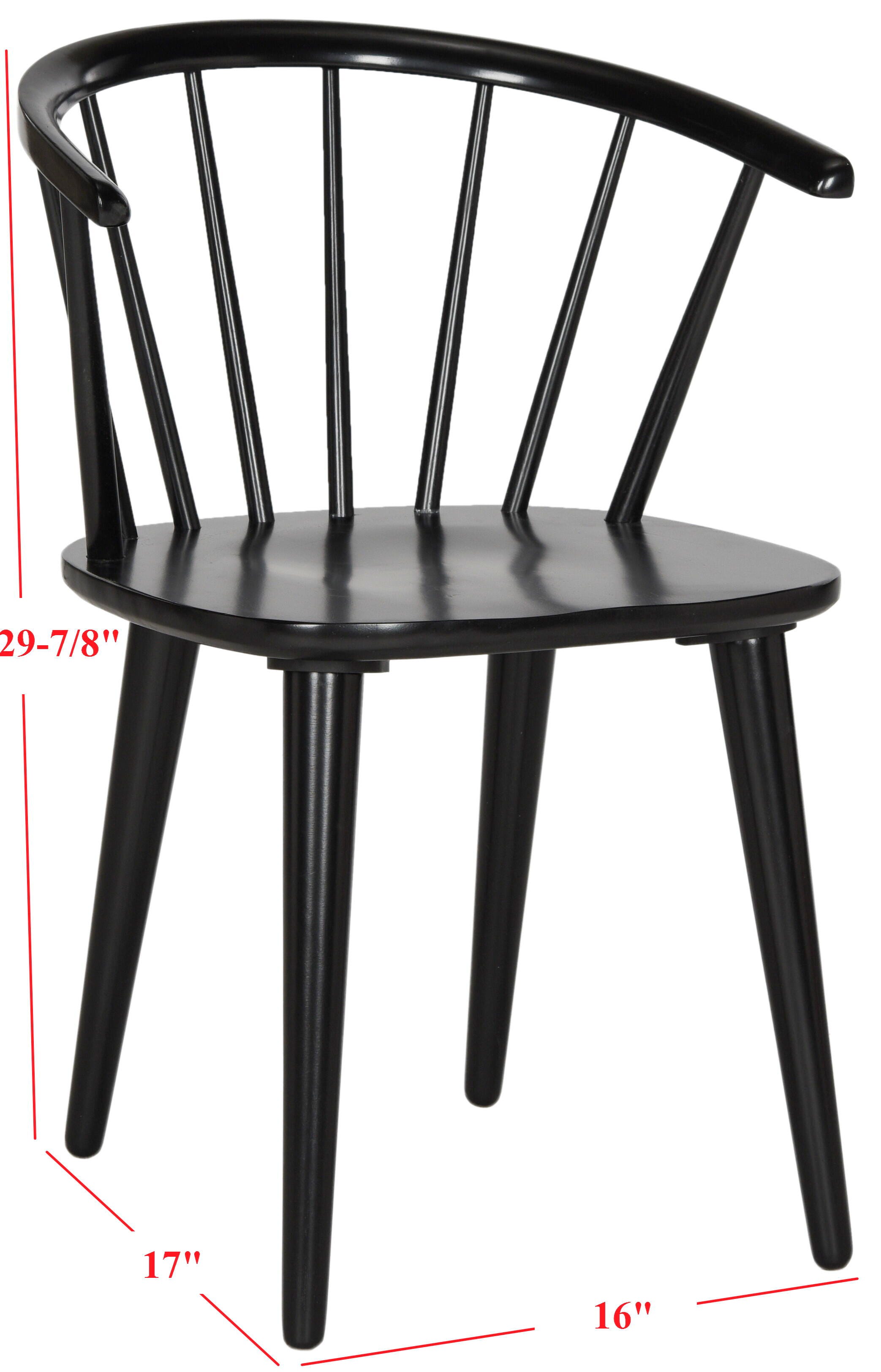 Saddle 18" Curved Spindle Side Chair (Set of 2), Black, large
