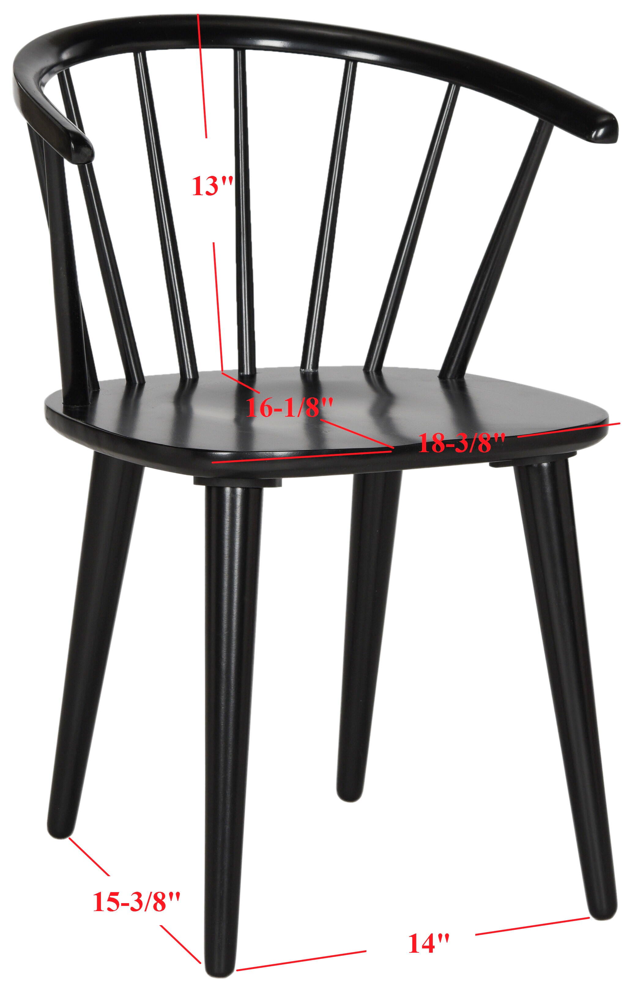 Saddle 18" Curved Spindle Side Chair (Set of 2), Black, large