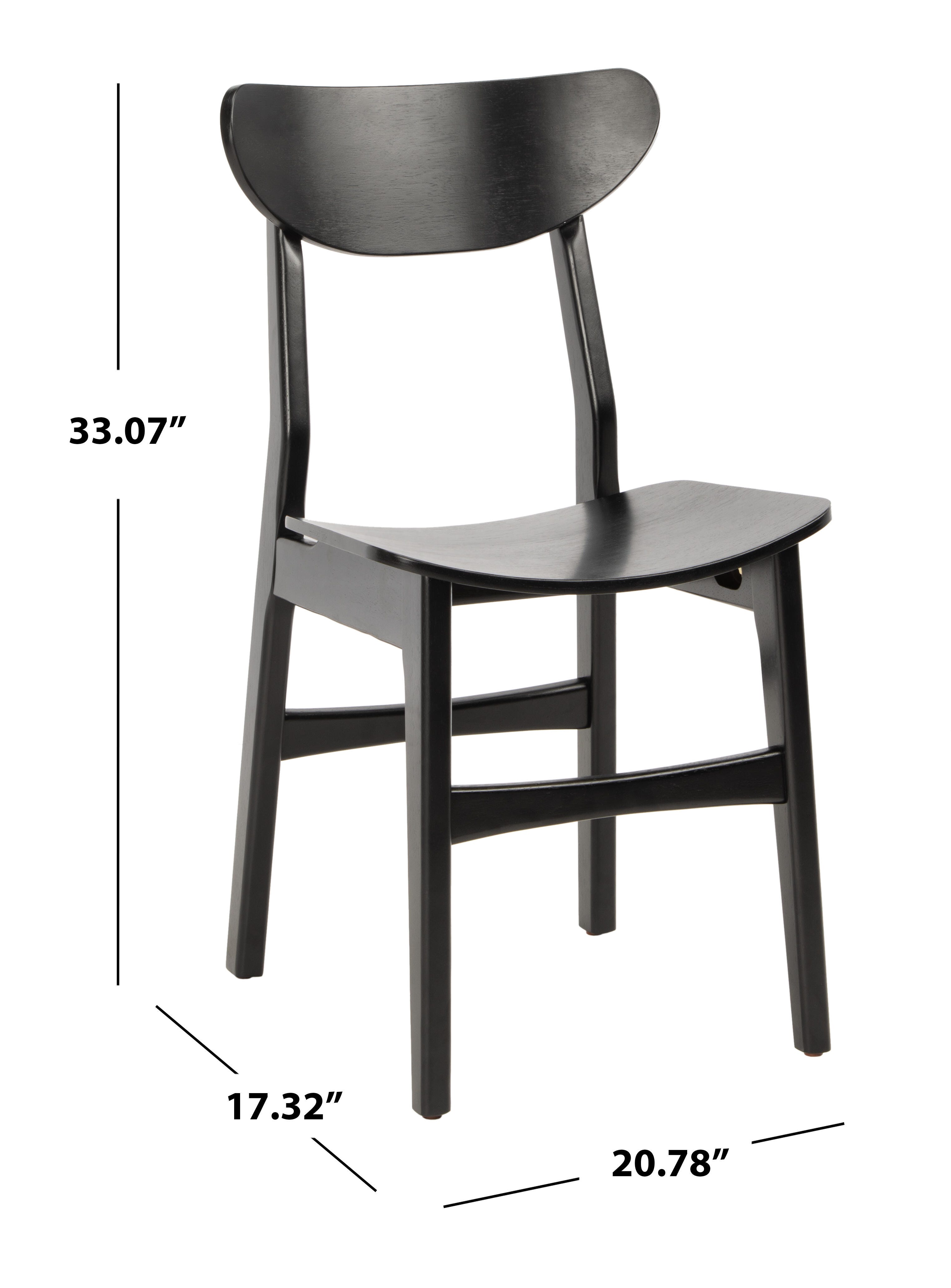 Boyle Mid Century Modern Dining Chair (Set of 2), Black, large