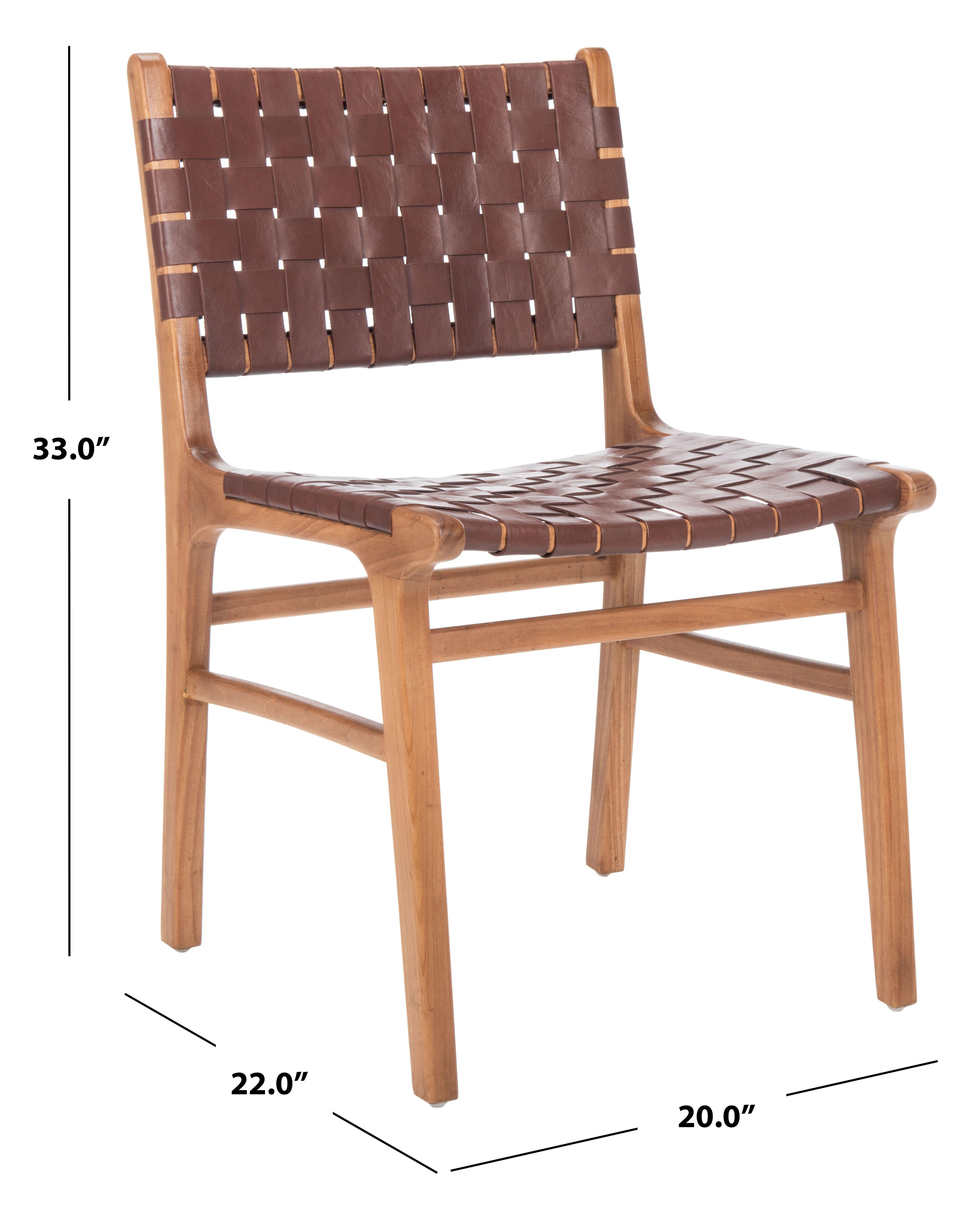 Lattice Woven Leather Dining Chair (Set of 2), Cognac/Natural, large