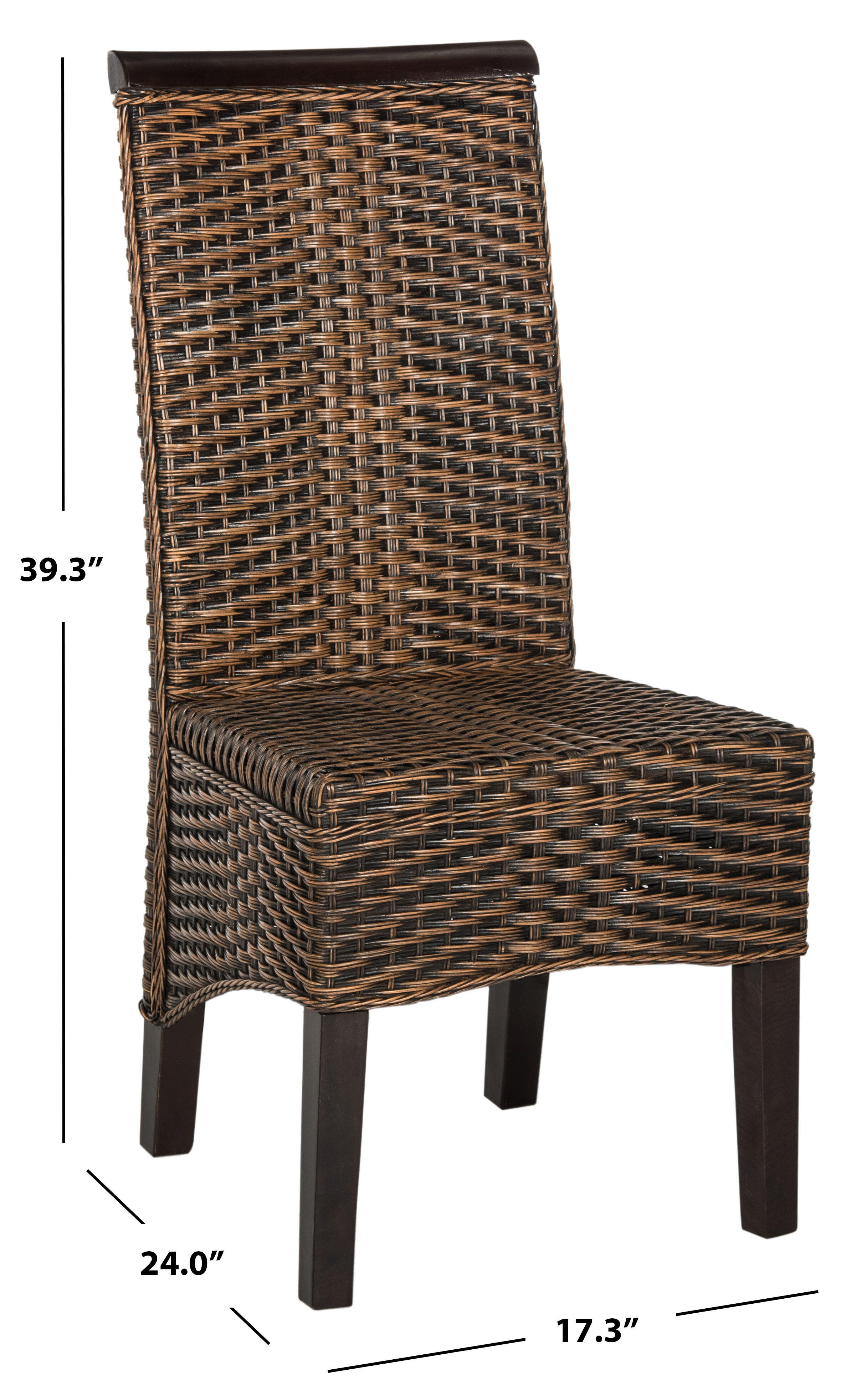 Tabitha 18" Wicker Dining Chair (Set of 2), Brown/Multi, large
