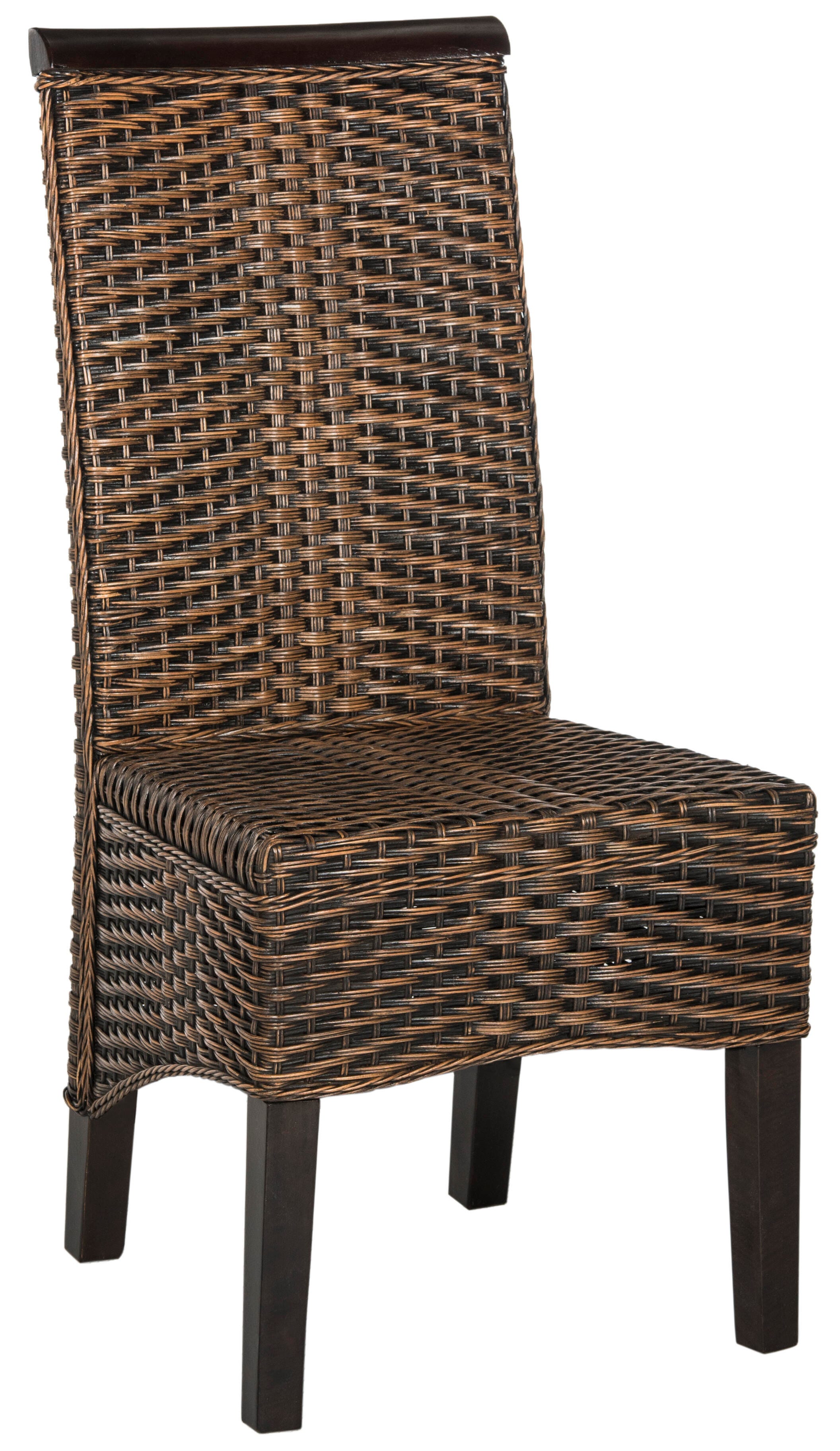 Tabitha 18" Wicker Dining Chair (Set of 2), Brown/Multi, large