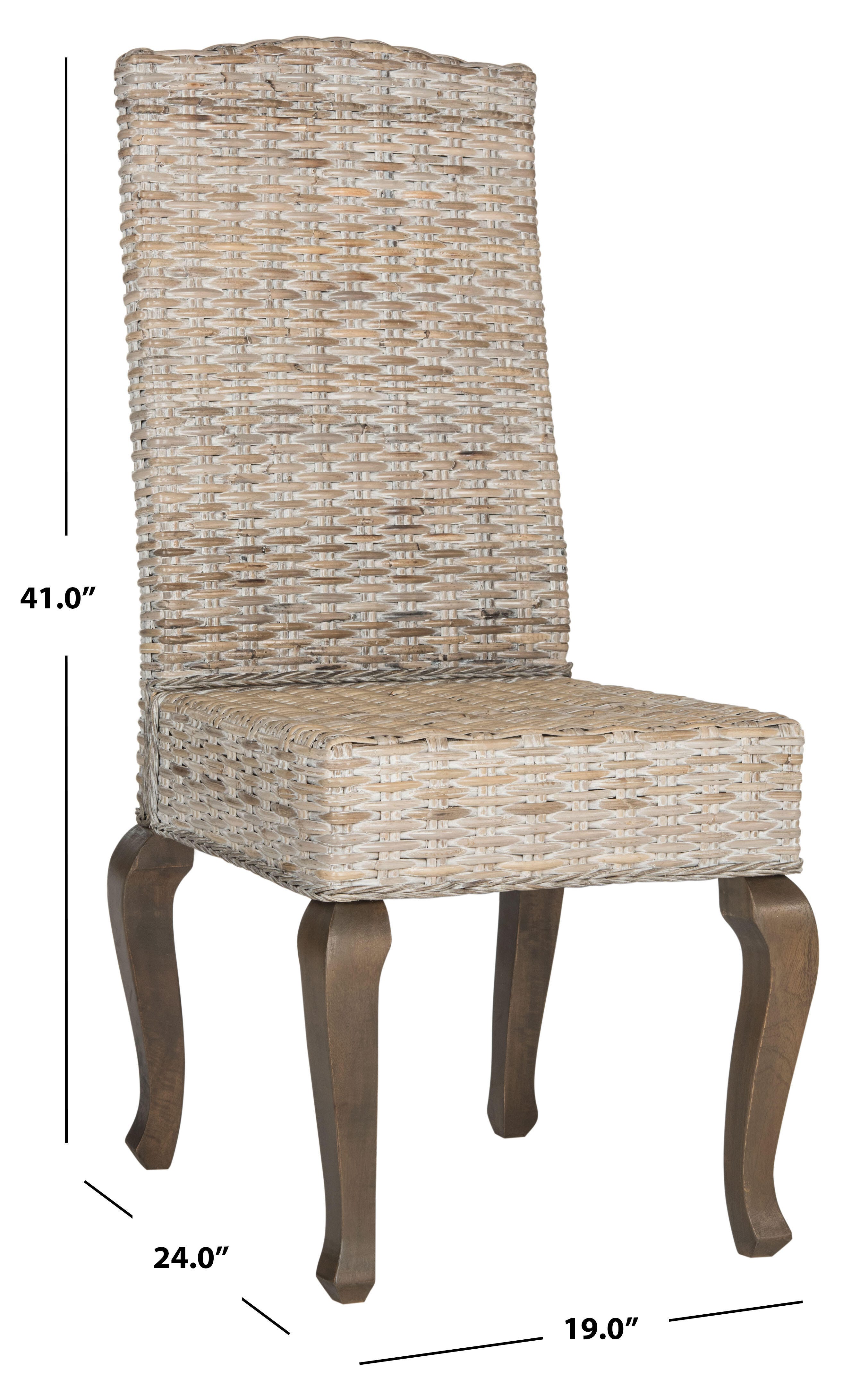 Tintori 18" Wicker Dining Chair (Set of 2), White Wash, large