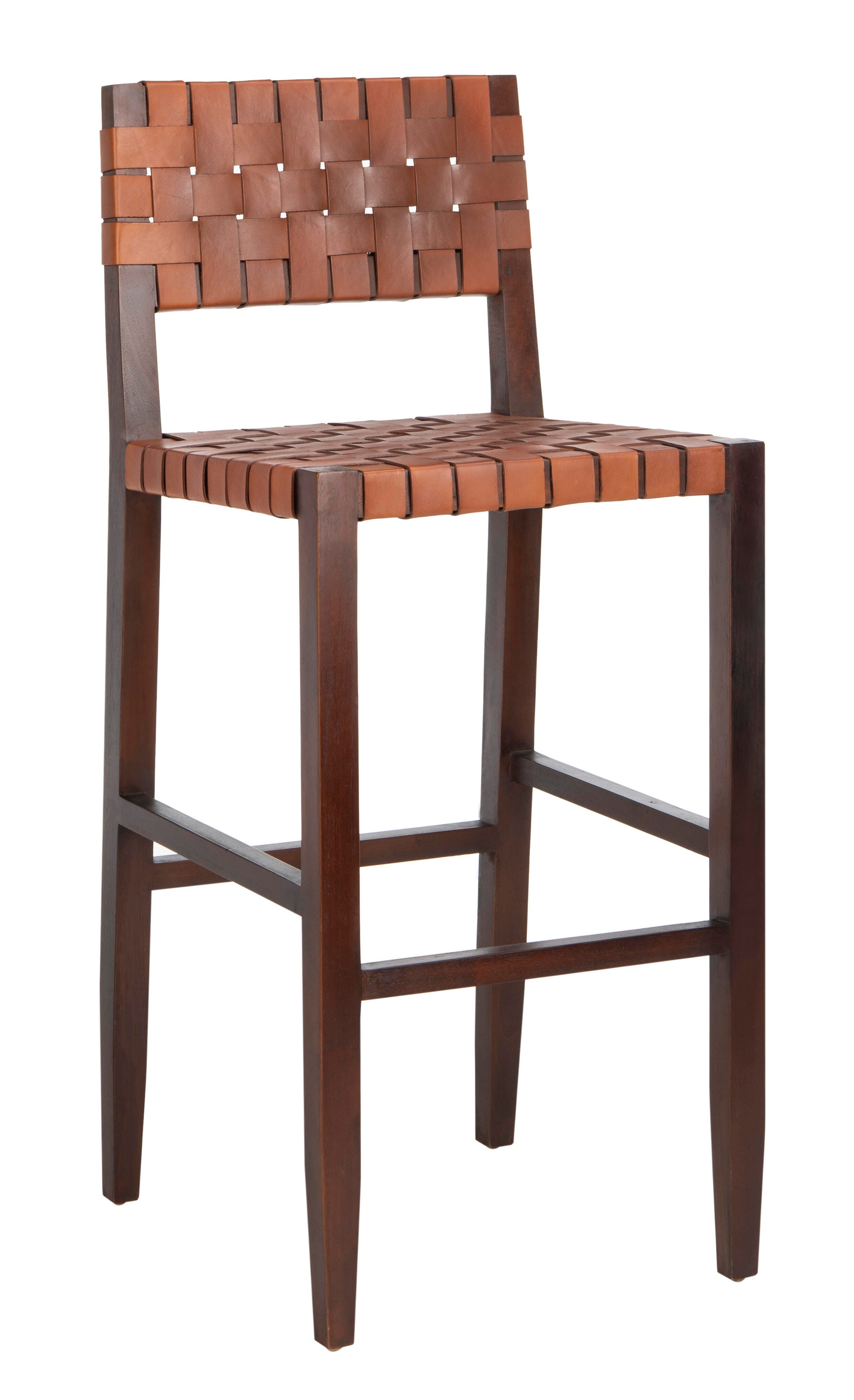 Valria Woven Leather Barstool, , large