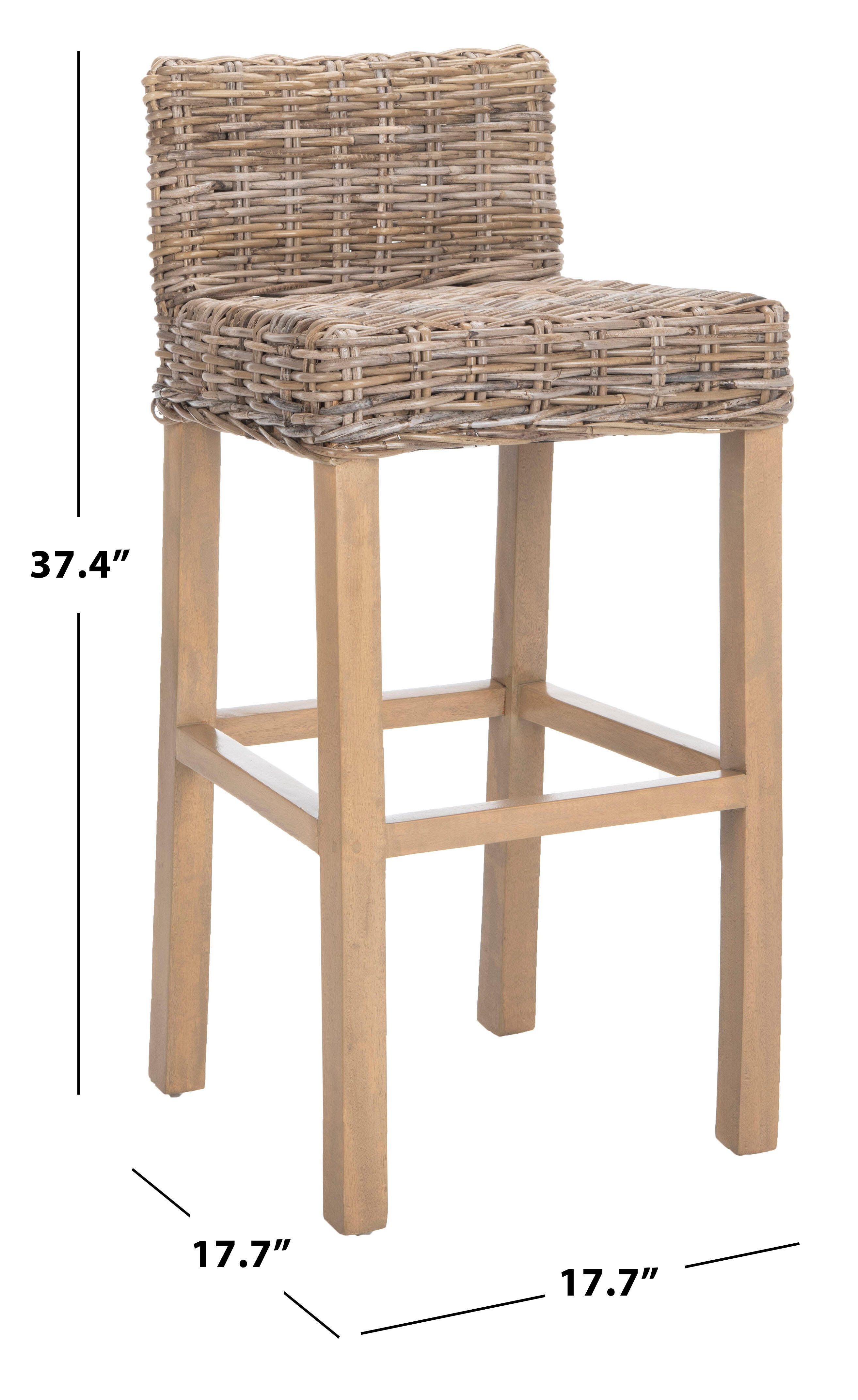 Porto Rattan Bar Stool, Antique Gray, large