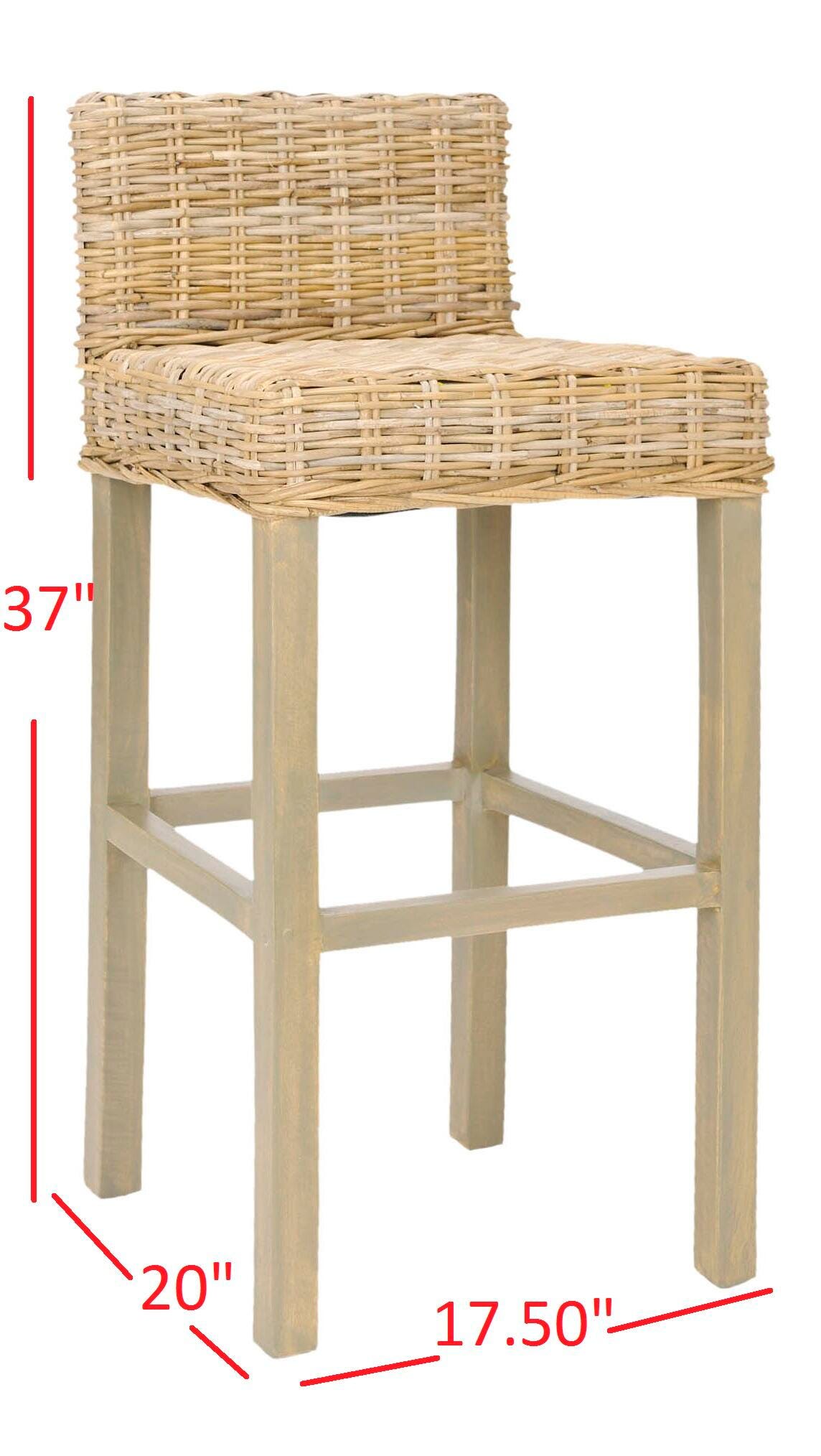 Porto Rattan Bar Stool, Antique Gray, large
