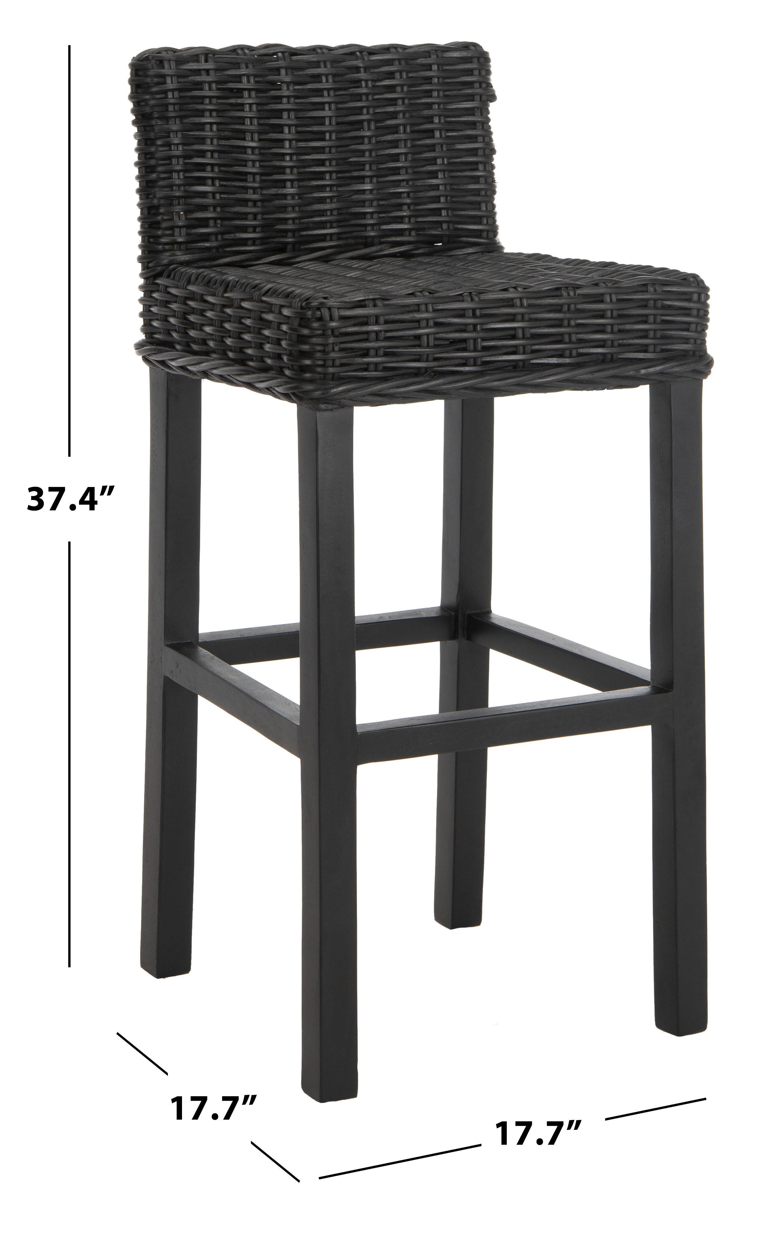 Porto Rattan Bar Stool, Black, large