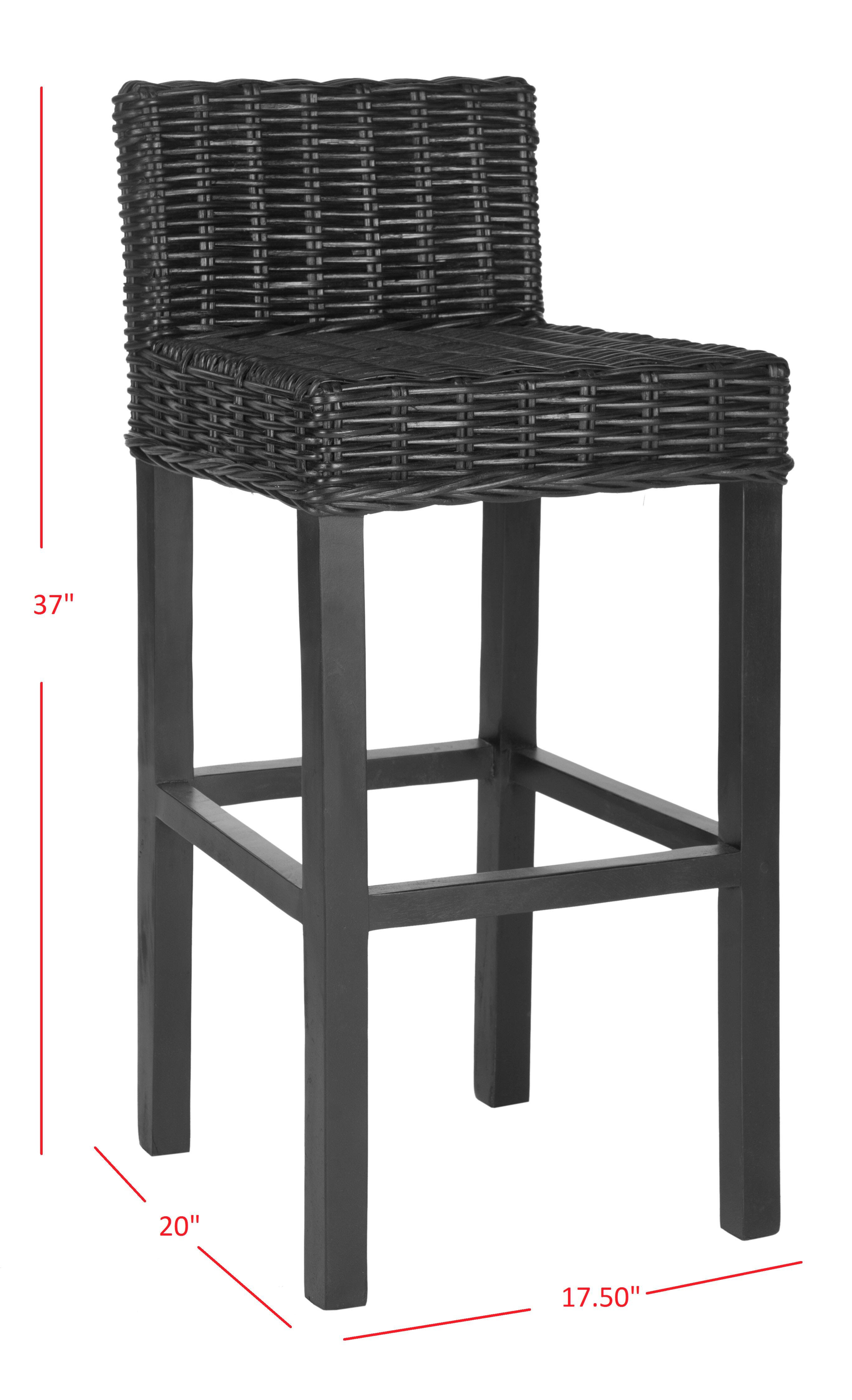 Porto Rattan Bar Stool, Black, large