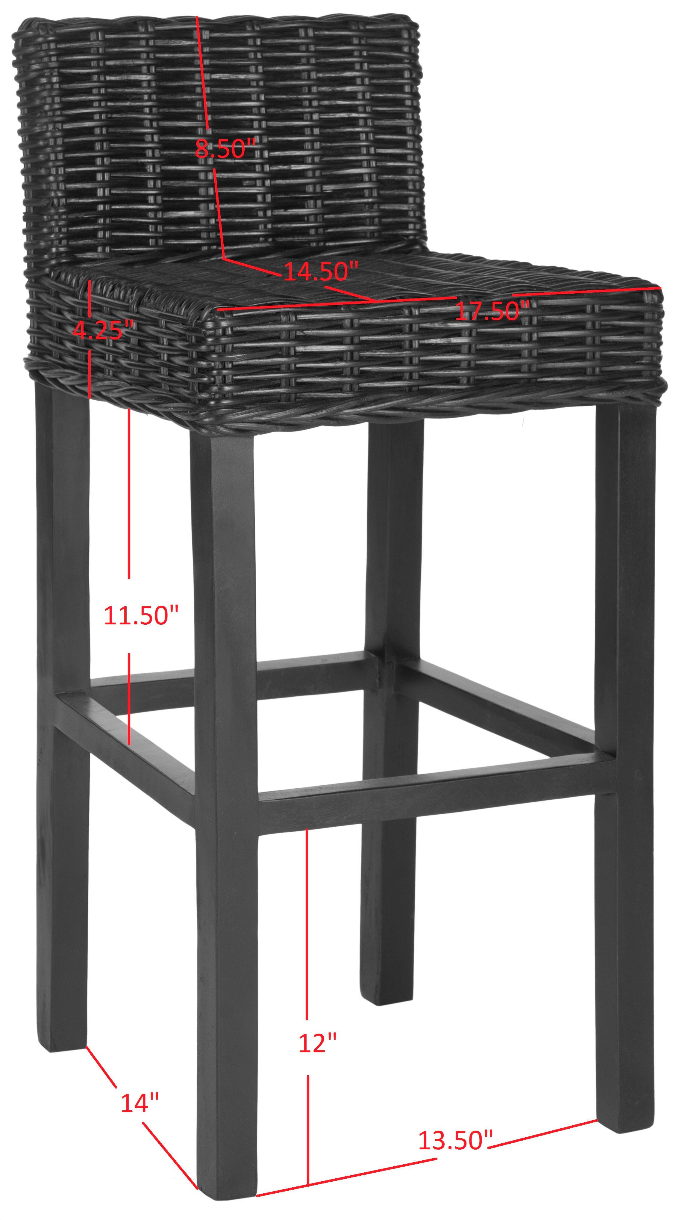 Porto Rattan Bar Stool, Black, large