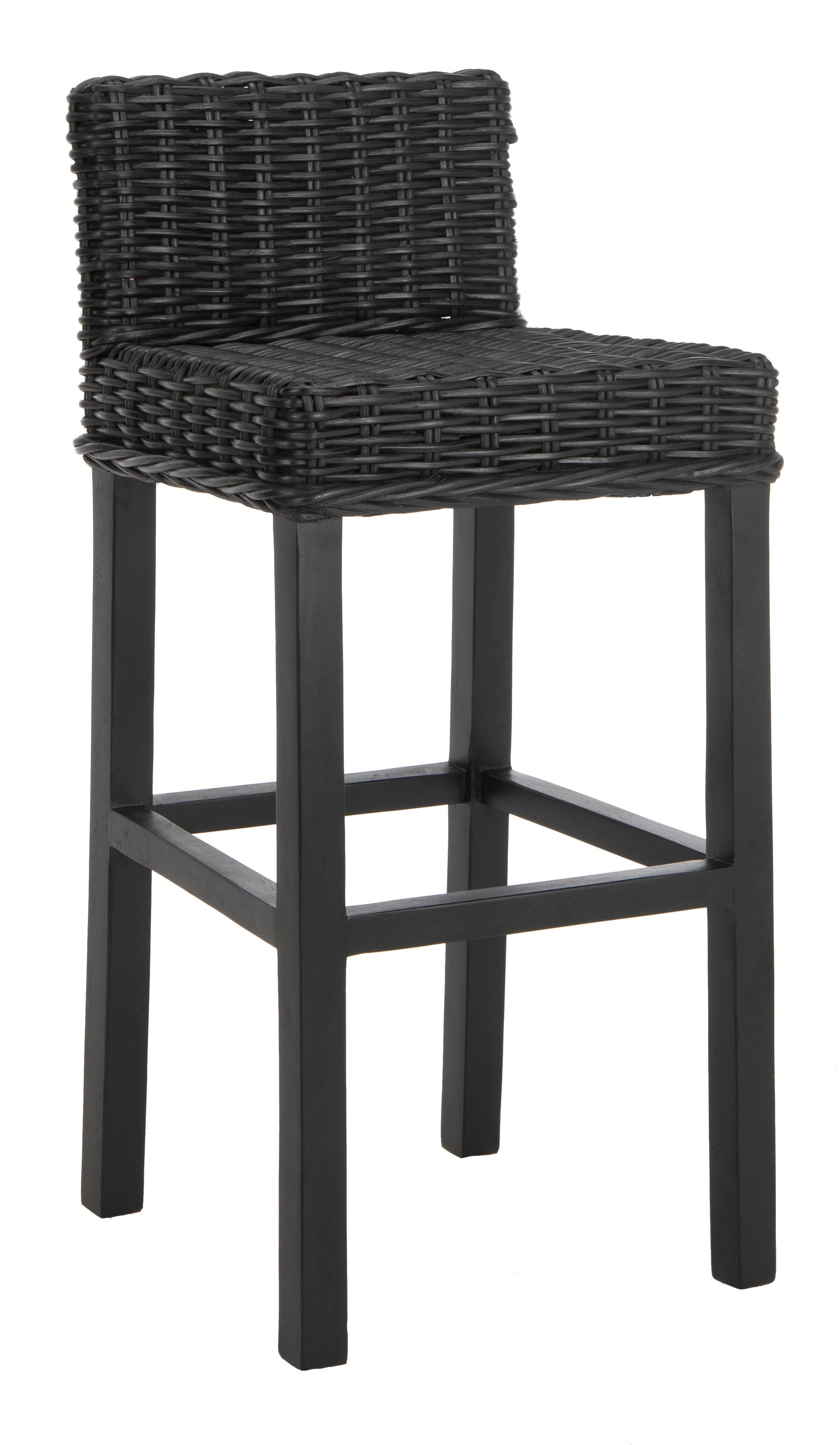 Porto Rattan Bar Stool, Black, large