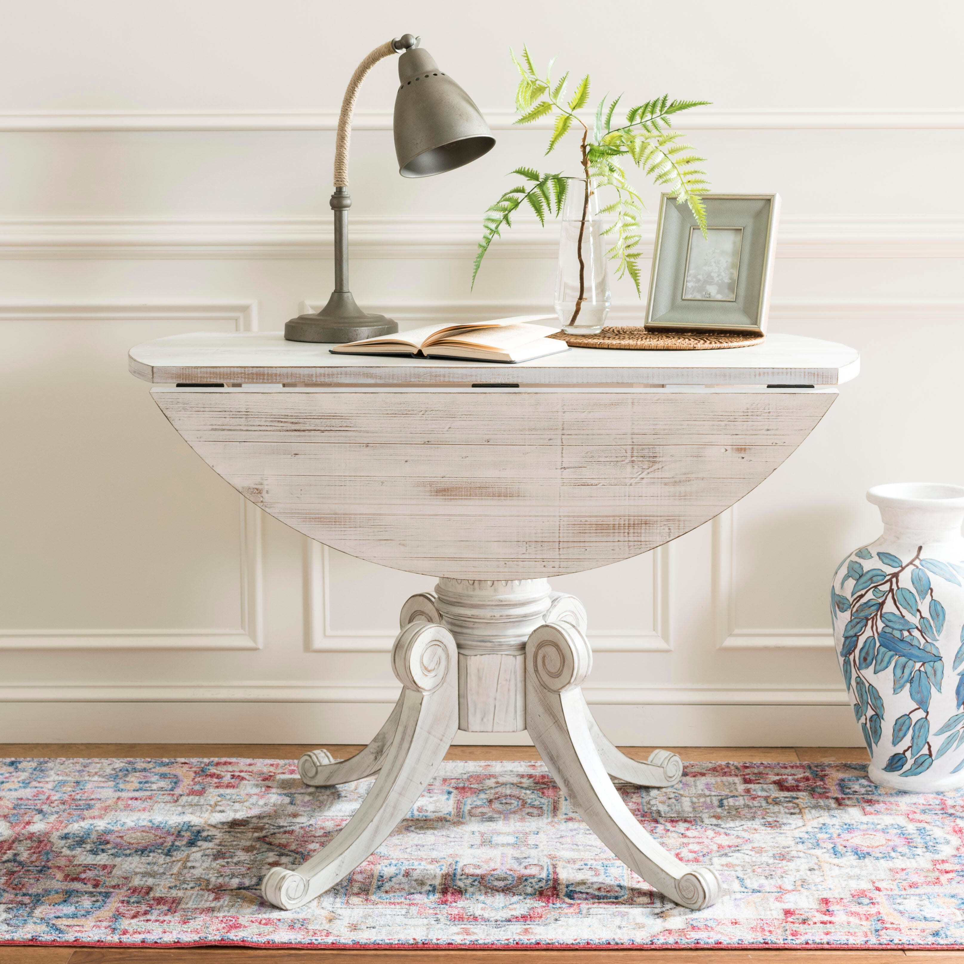 Clarity Drop Leaf Dining Table, Antique White, large
