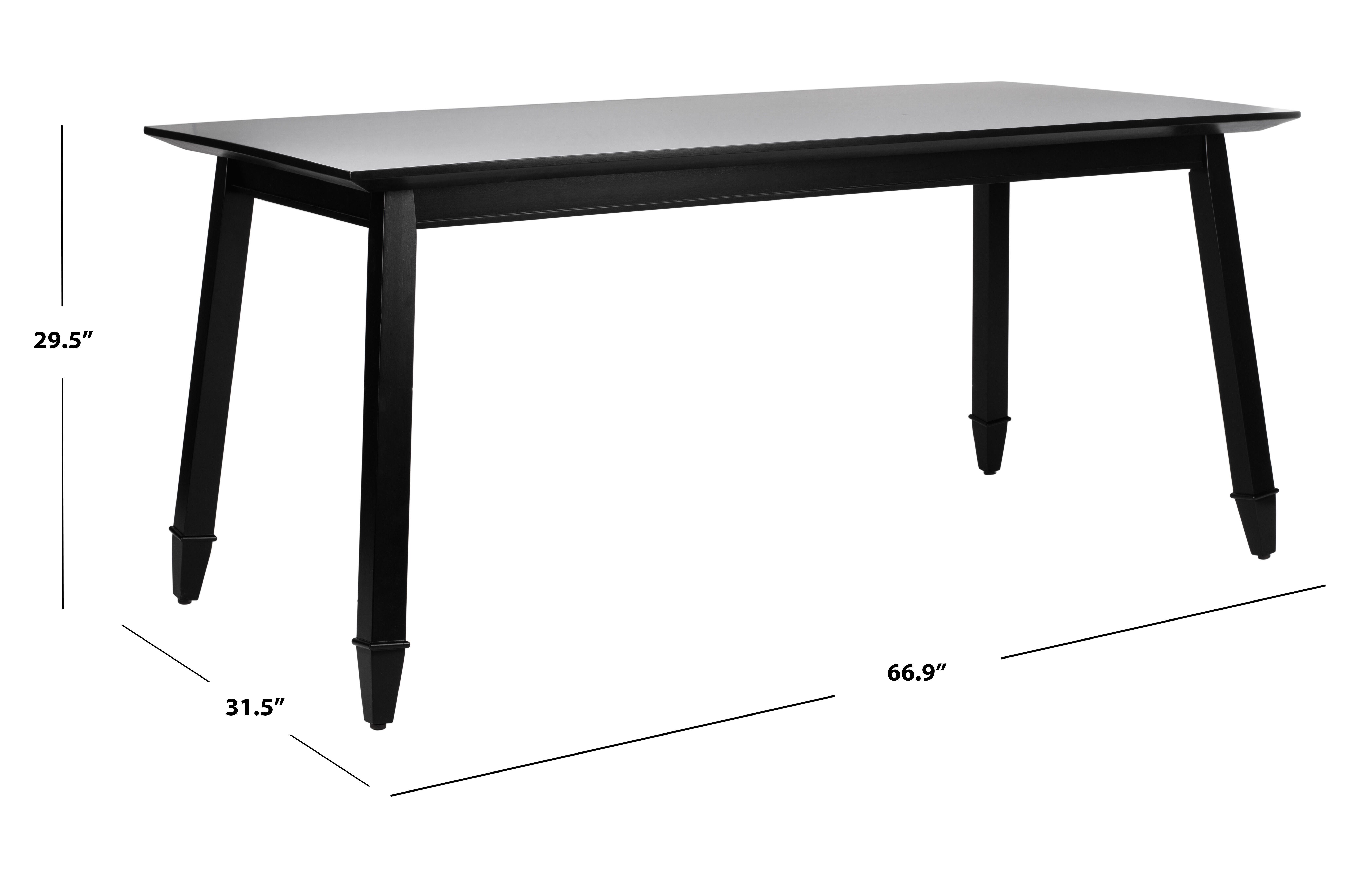 Carrie Black Rectangular Dining Table, Black, large