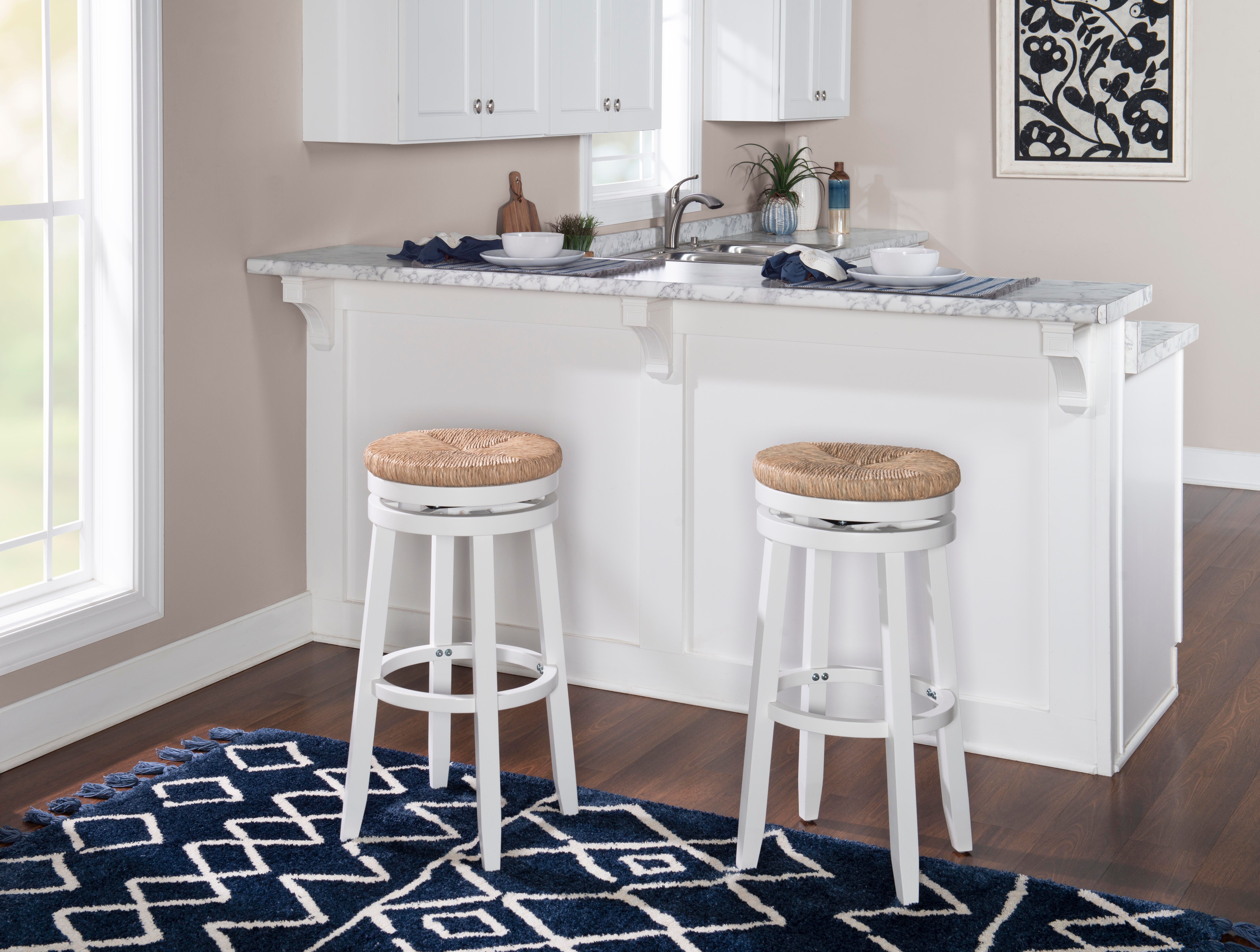 Linon Shae Bar Stool, White, large
