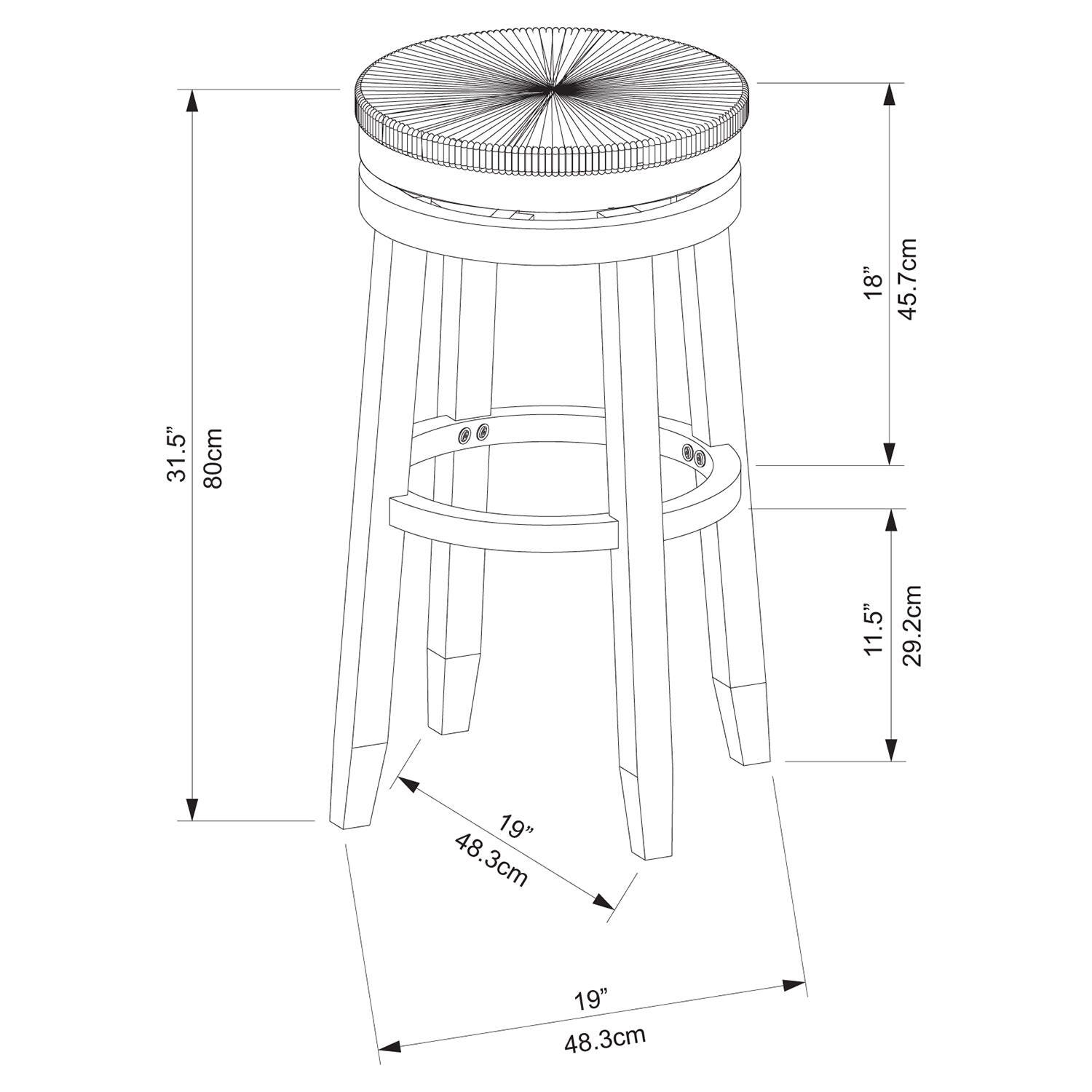 Linon Shae Bar Stool, White, large