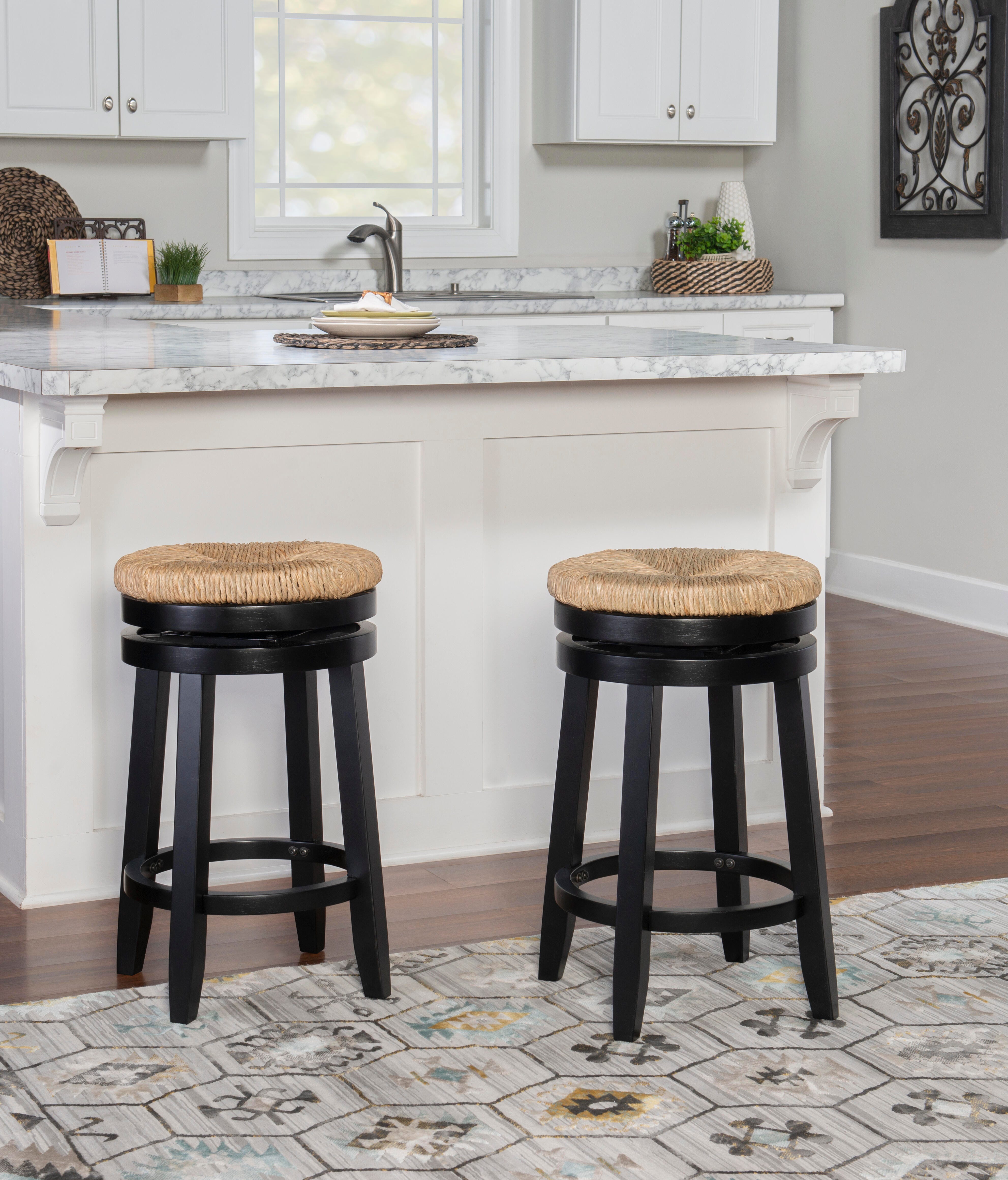 Linon Shae Counter Stool, Black, large
