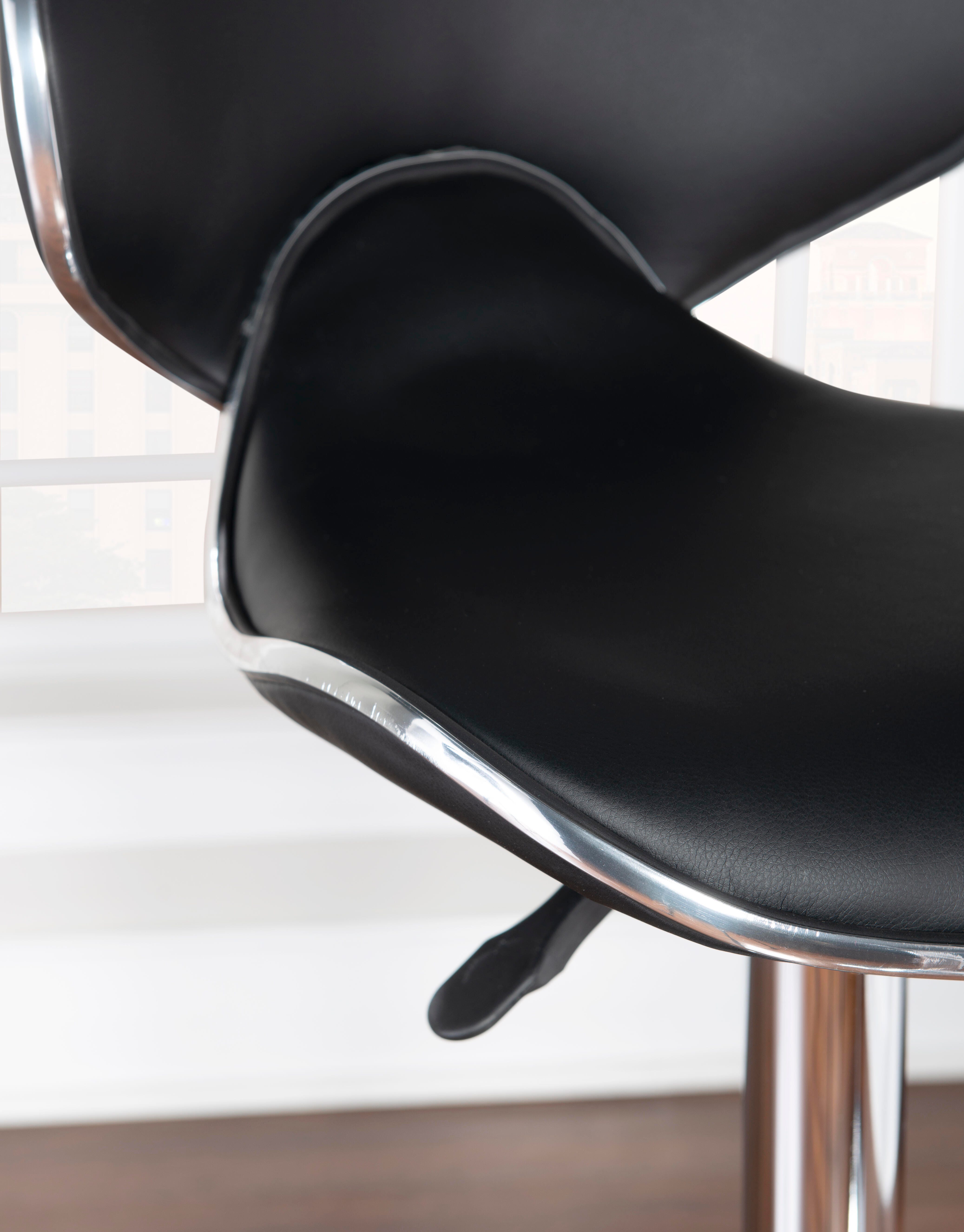 Linon Chrome Adjustable Height Bar Stool, Black, large