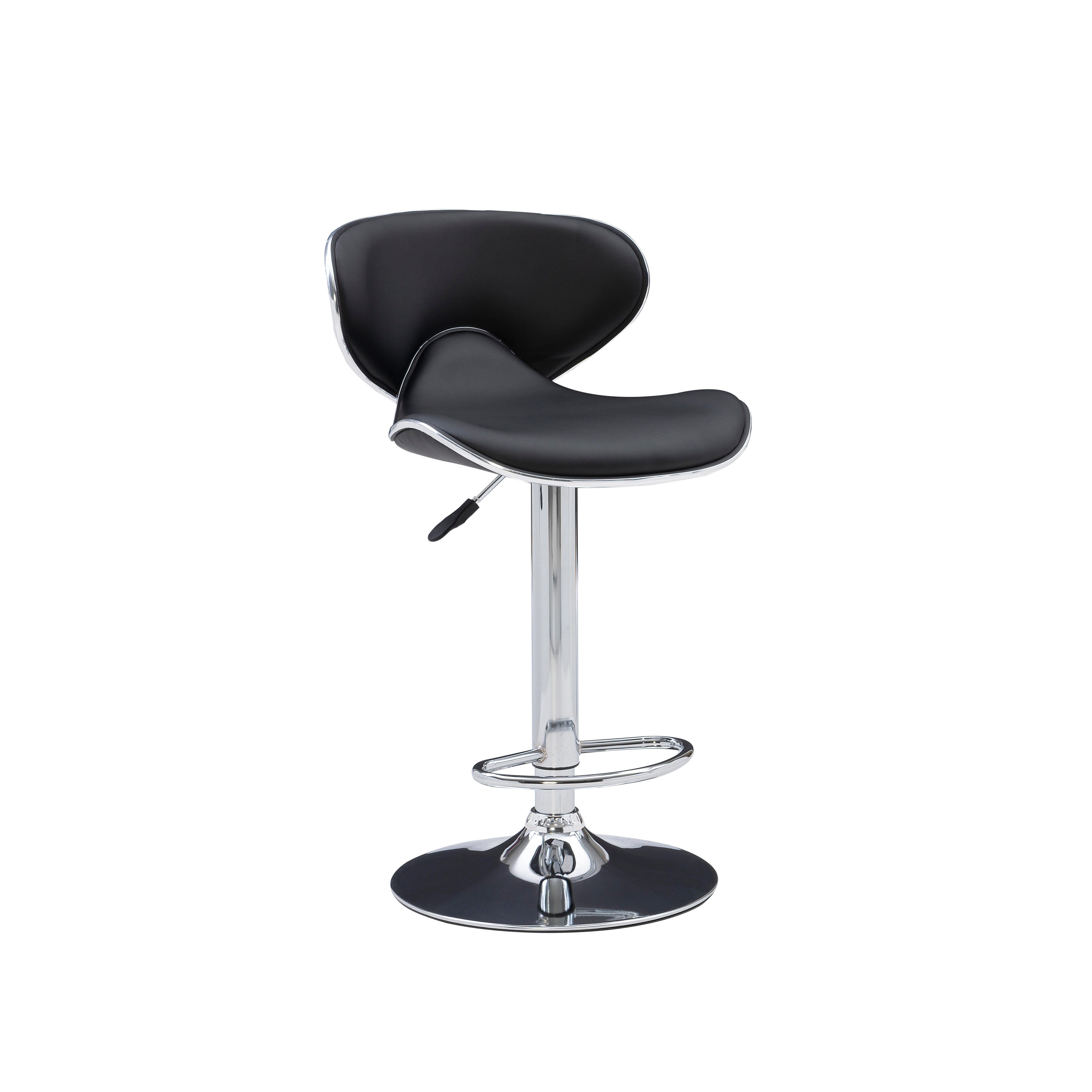 Linon Chrome Adjustable Height Bar Stool, Black, large