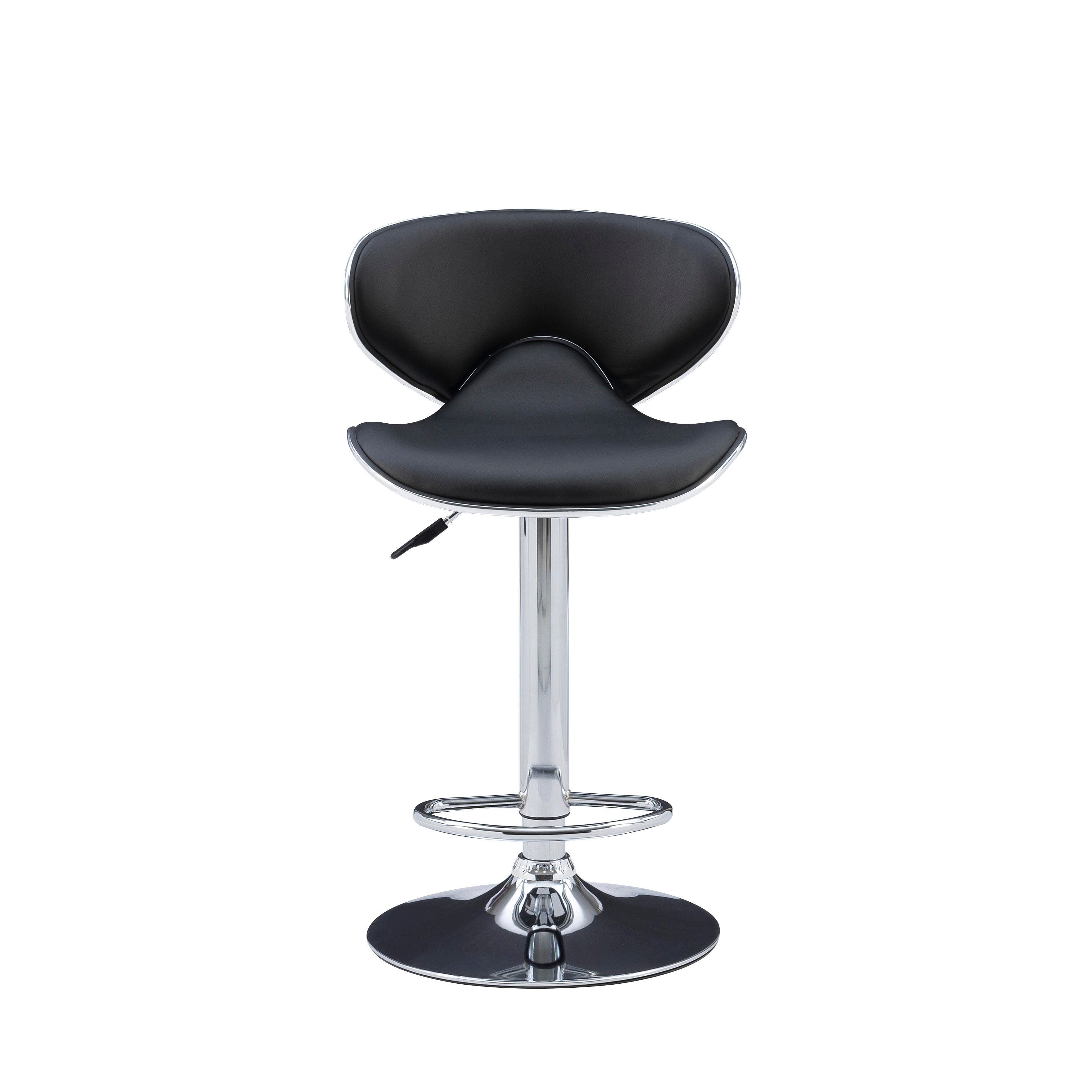 Linon Chrome Adjustable Height Bar Stool, Black, large