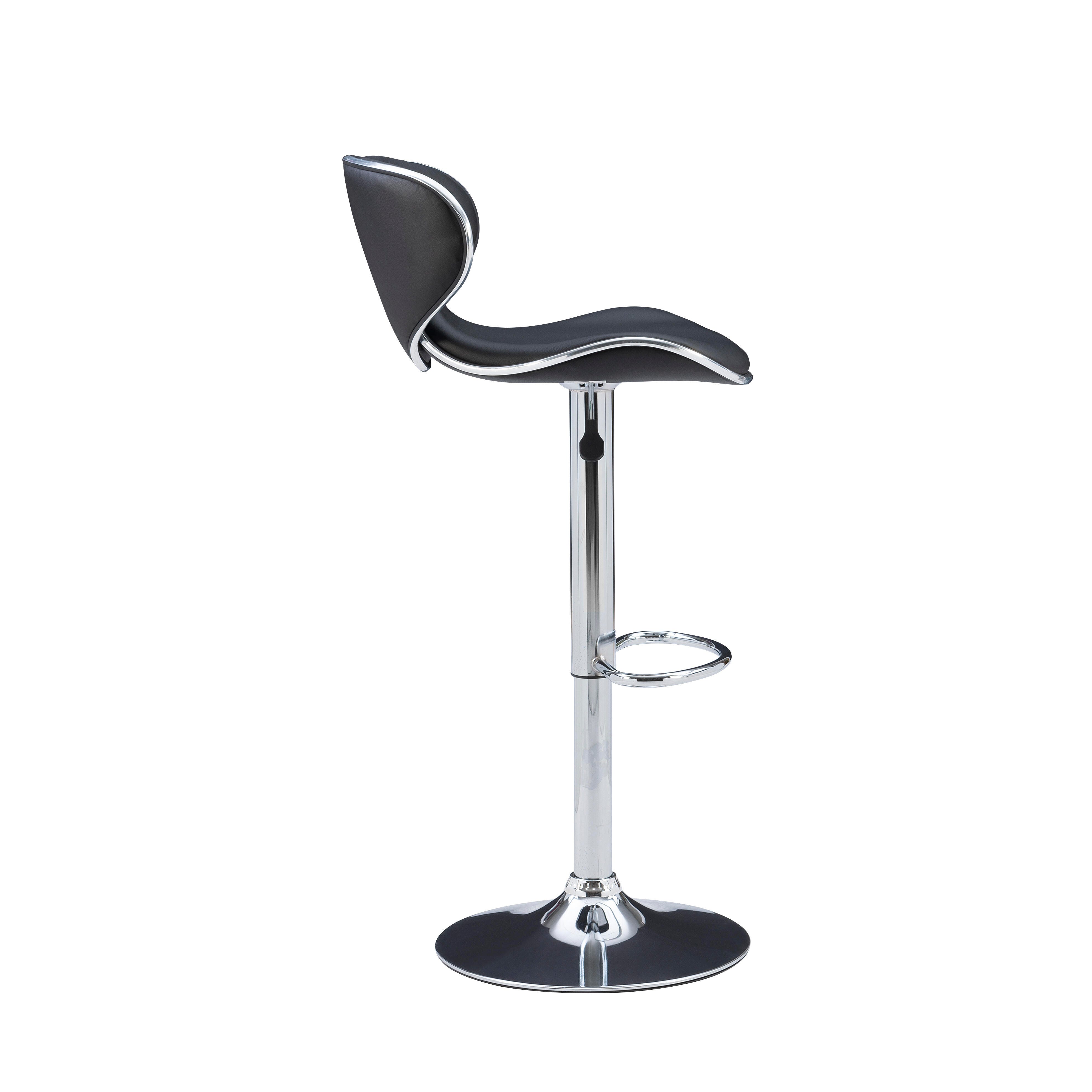 Linon Chrome Adjustable Height Bar Stool, Black, large