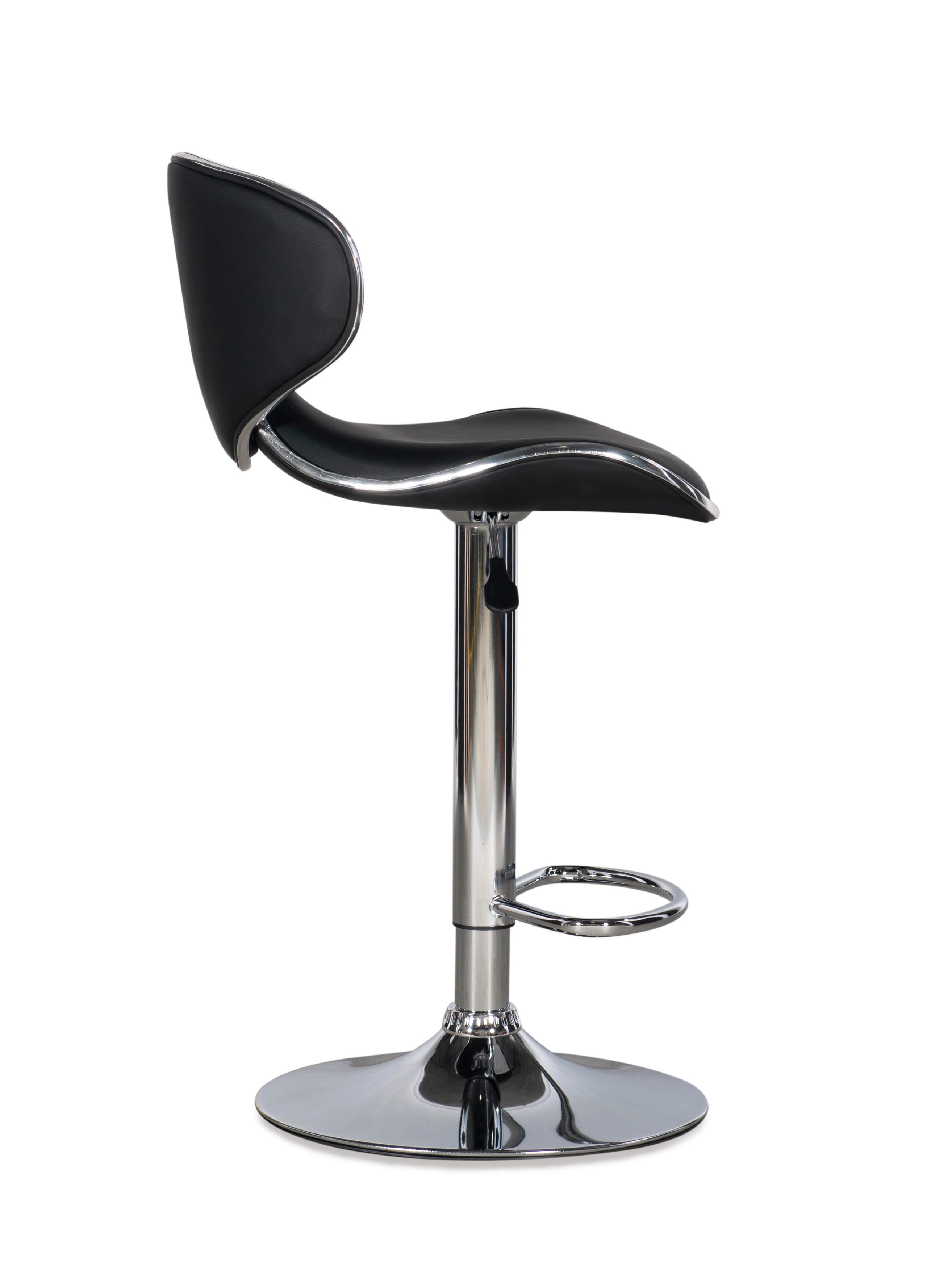 Linon Chrome Adjustable Height Bar Stool, Black, large