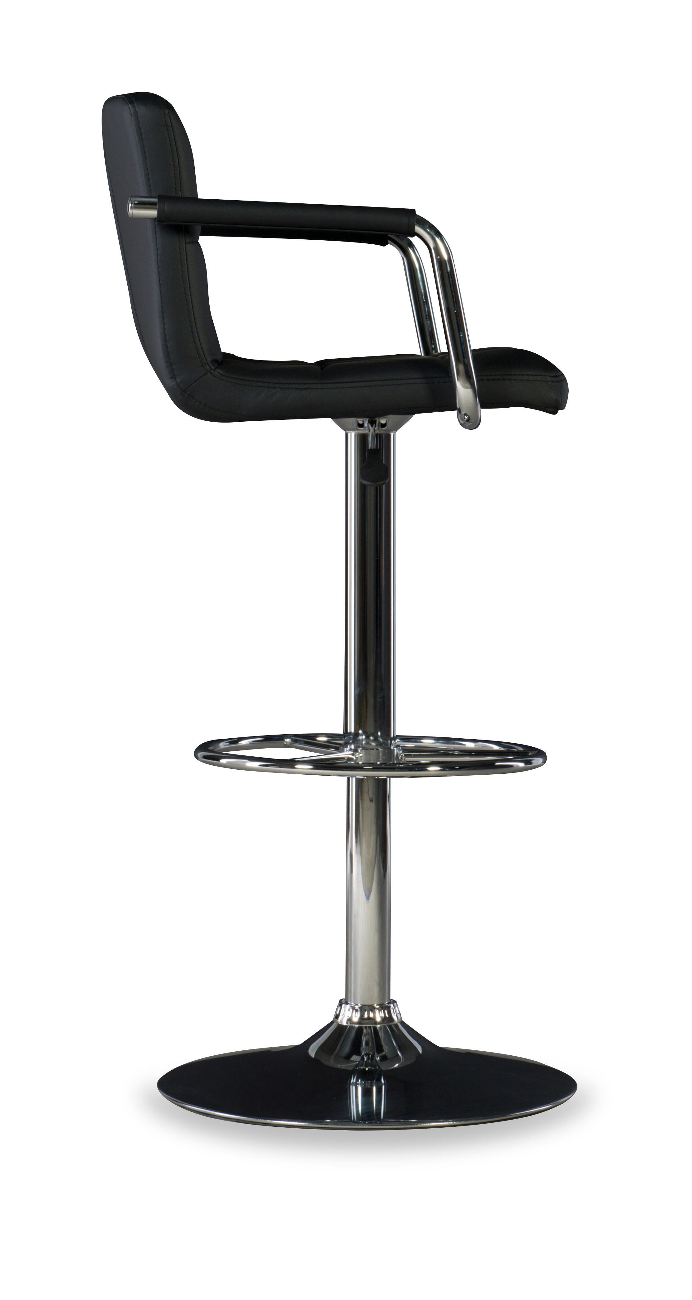 Powell Chrome  Quilted Adjustable Height Bar Stool, Black, large