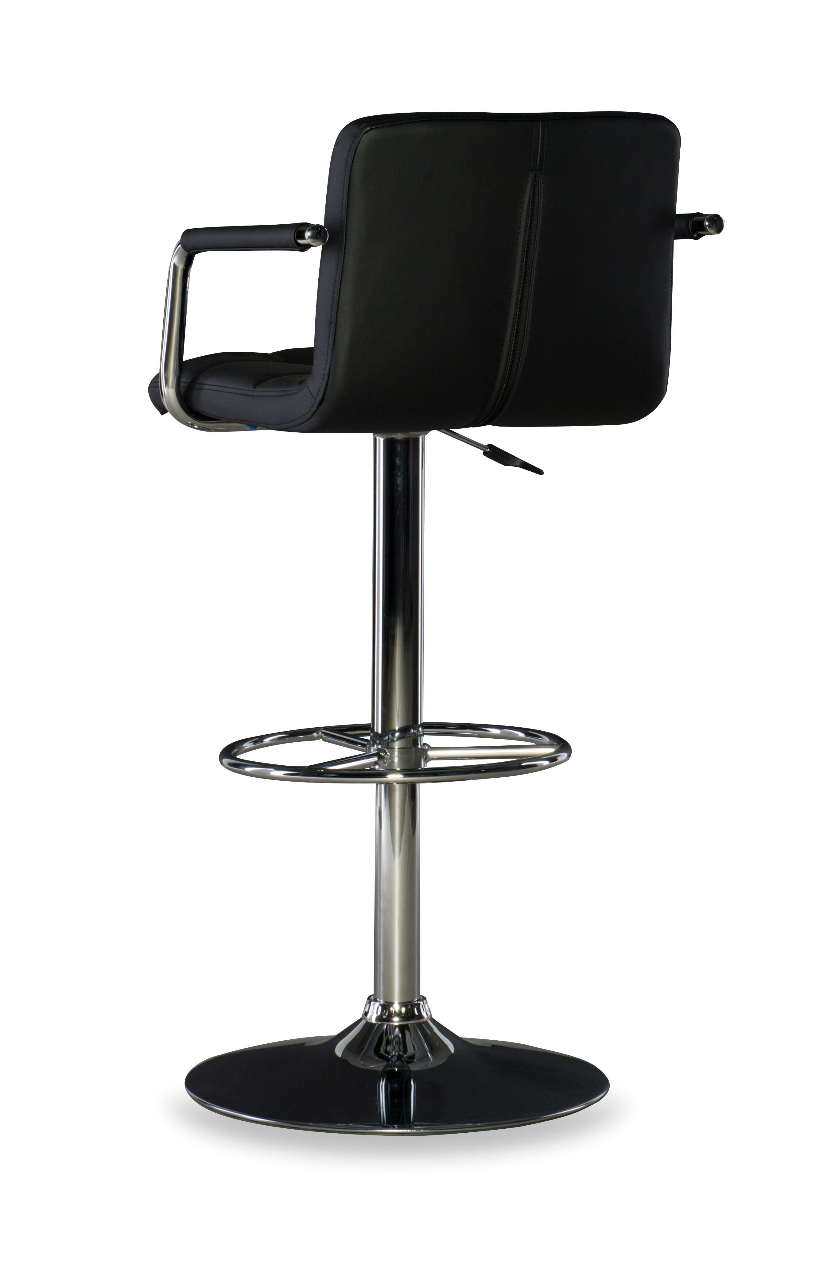 Powell Chrome  Quilted Adjustable Height Bar Stool, Black, large