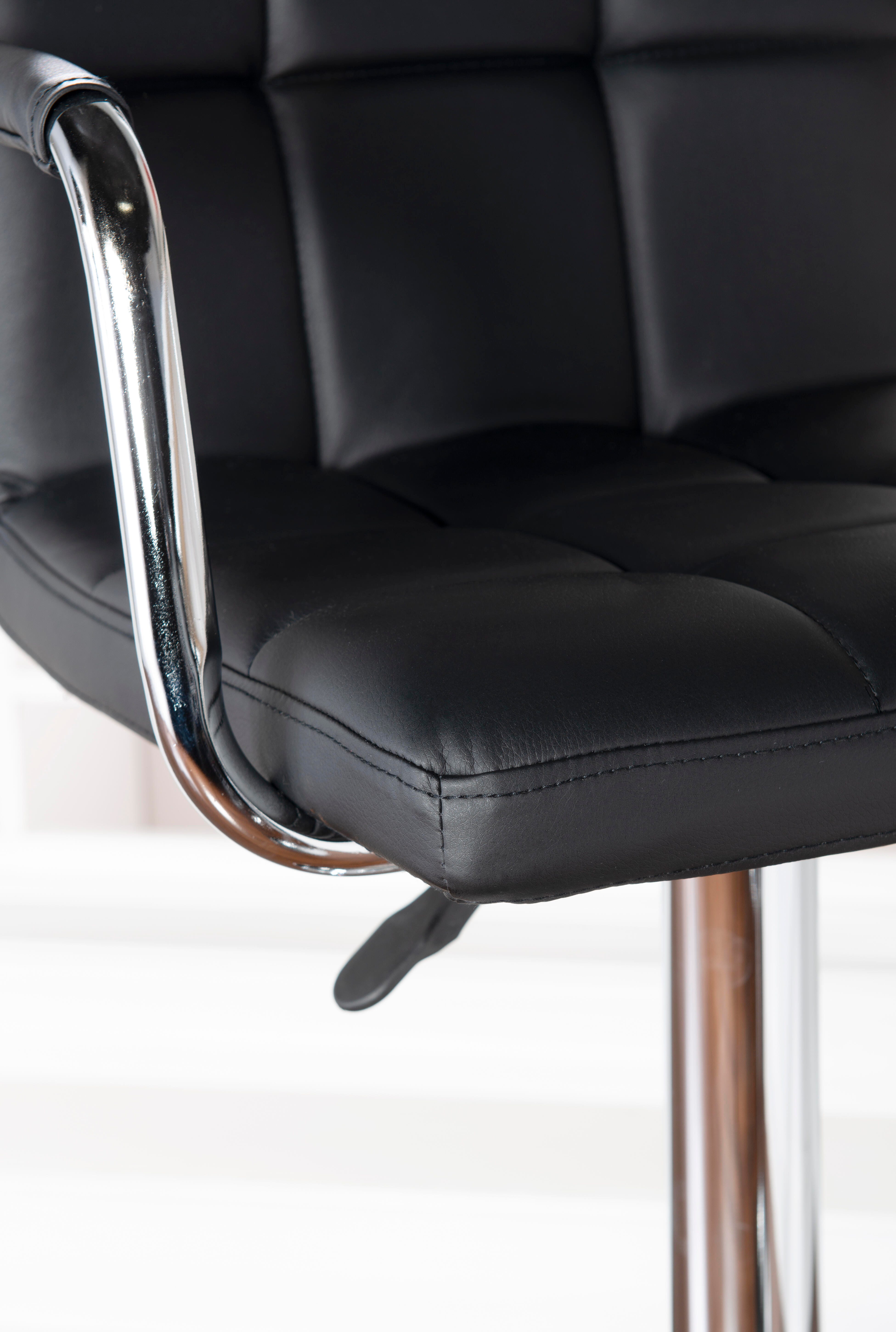 Powell Chrome  Quilted Adjustable Height Bar Stool, Black, large