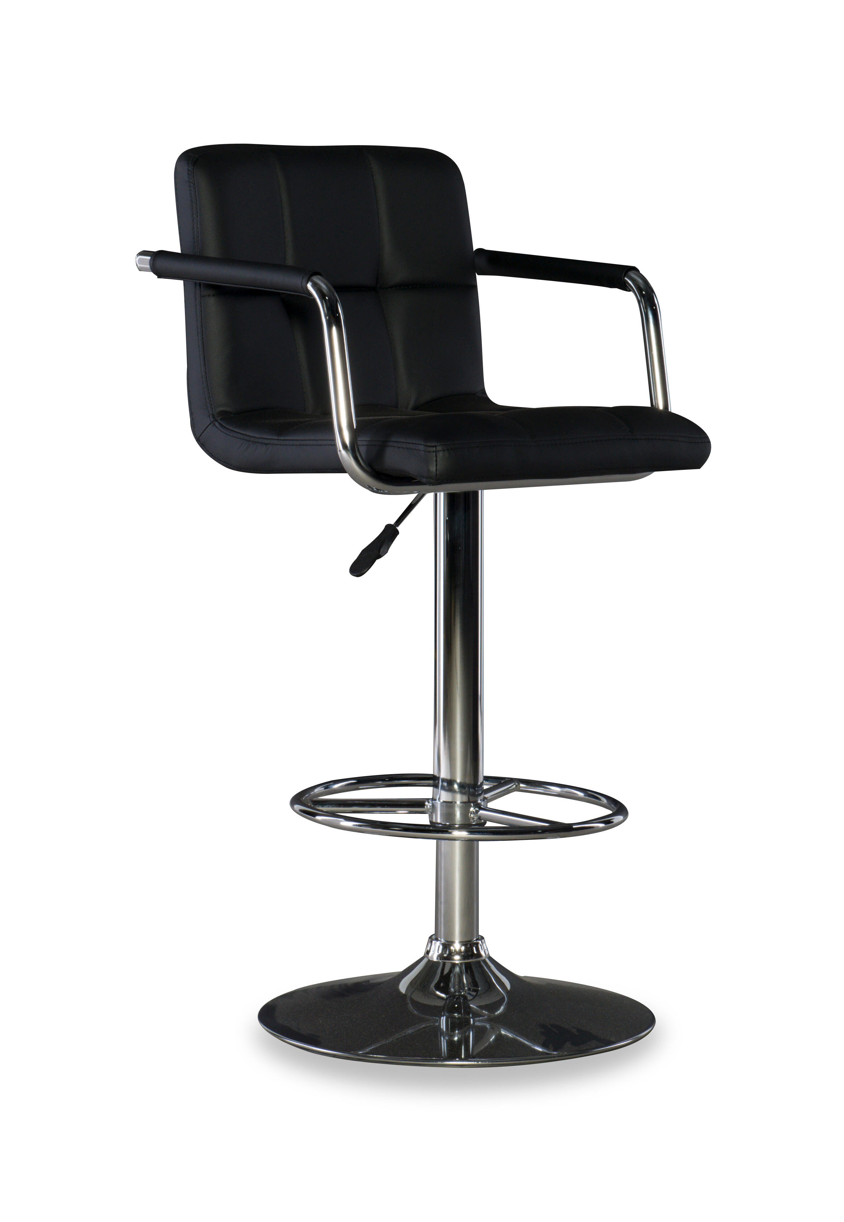 Powell Chrome  Quilted Adjustable Height Bar Stool, Black, large