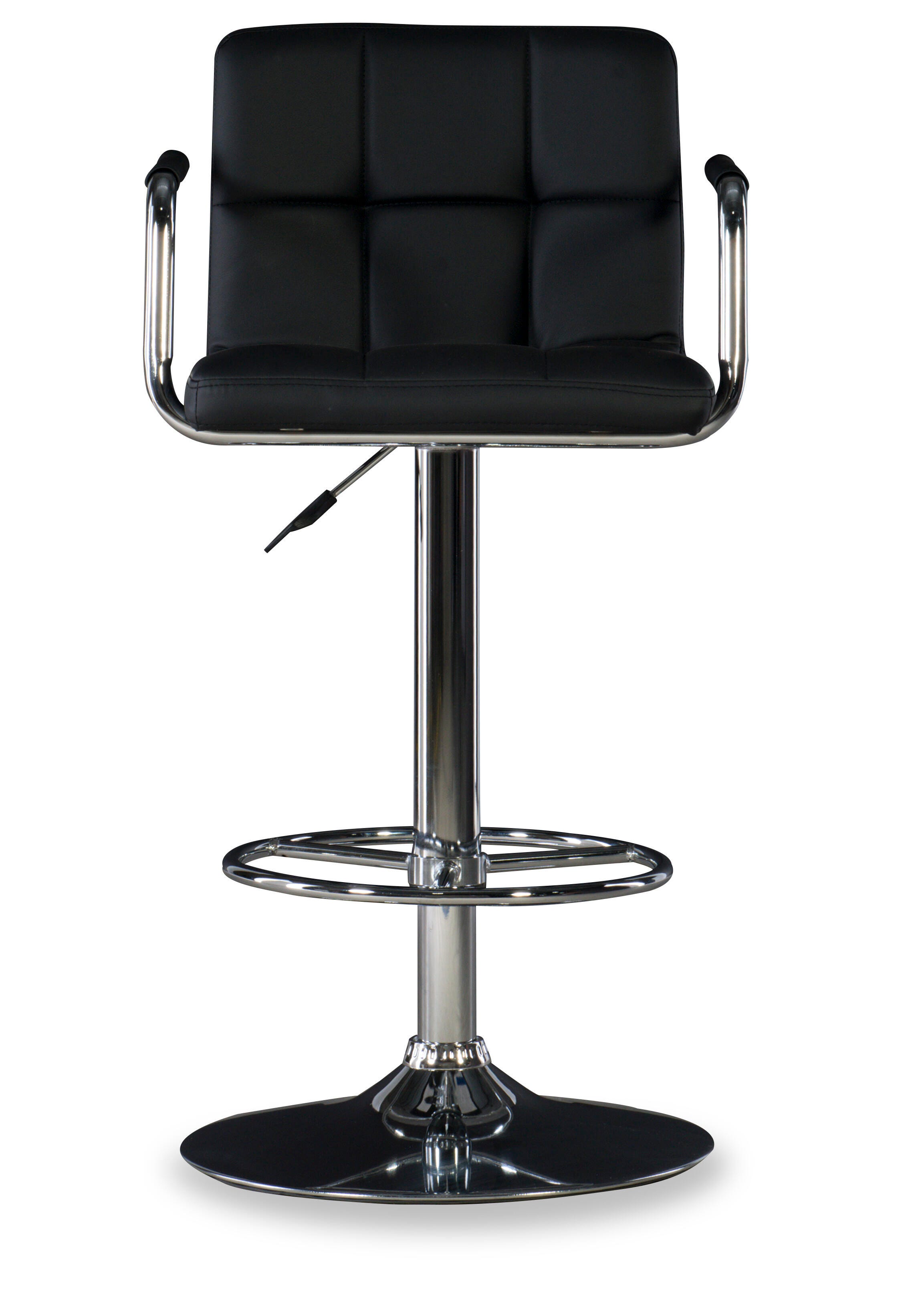 Powell Chrome  Quilted Adjustable Height Bar Stool, Black, large