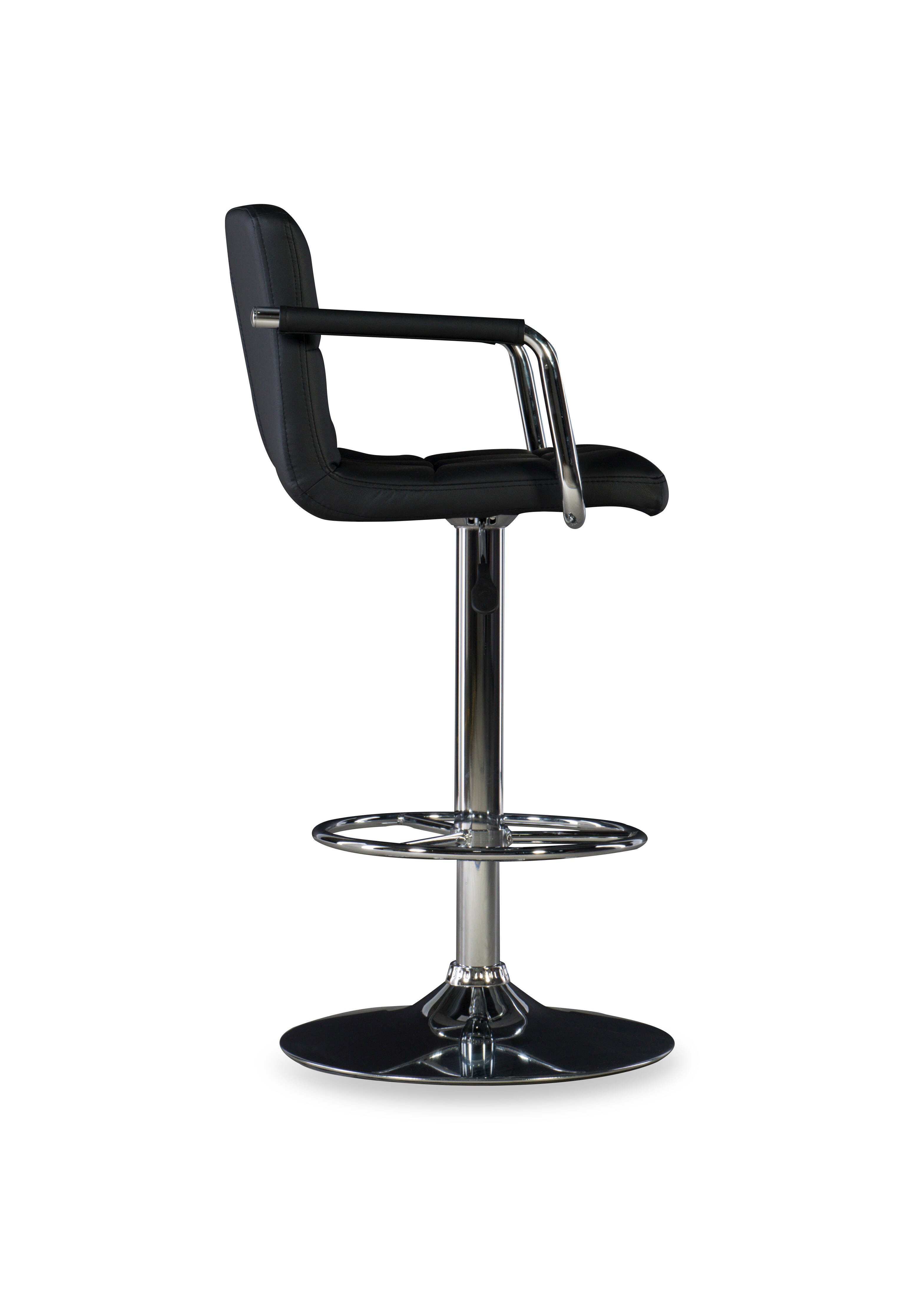Powell Chrome  Quilted Adjustable Height Bar Stool, Black, large