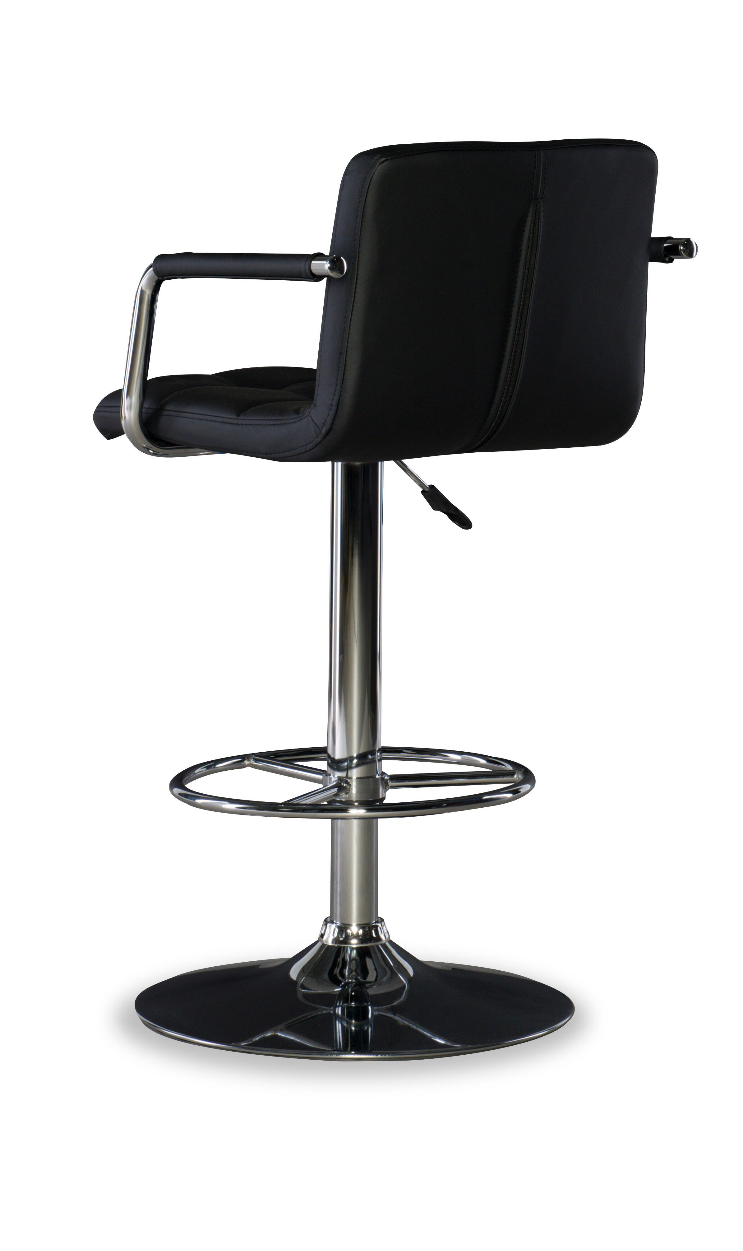 Powell Chrome  Quilted Adjustable Height Bar Stool, Black, large