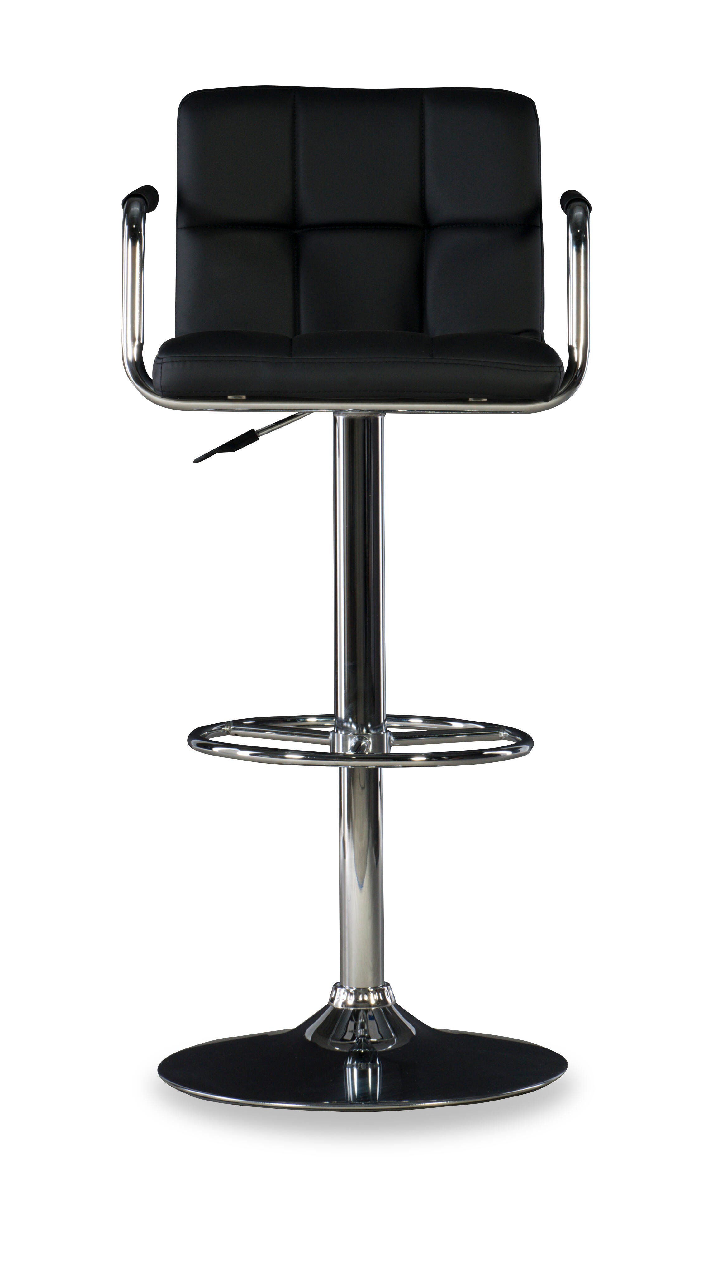 Powell Chrome  Quilted Adjustable Height Bar Stool, Black, large
